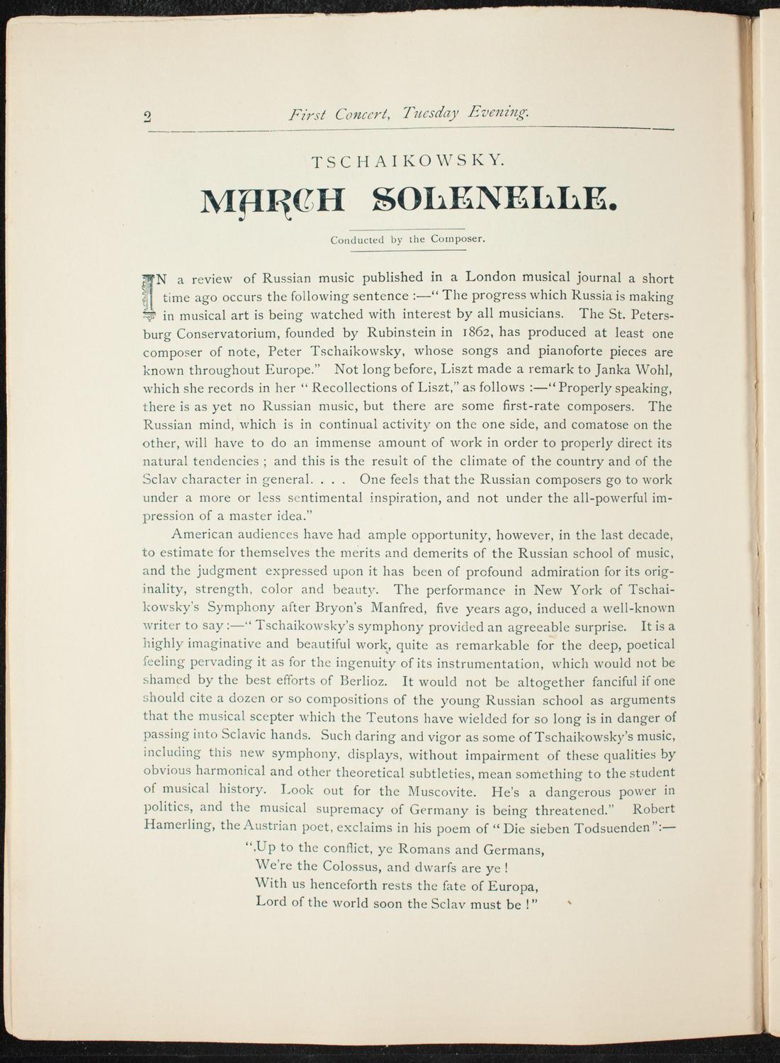 Opening Week Music Festival: Opening Night of Carnegie Hall, May 5, 1891, program notes page 18