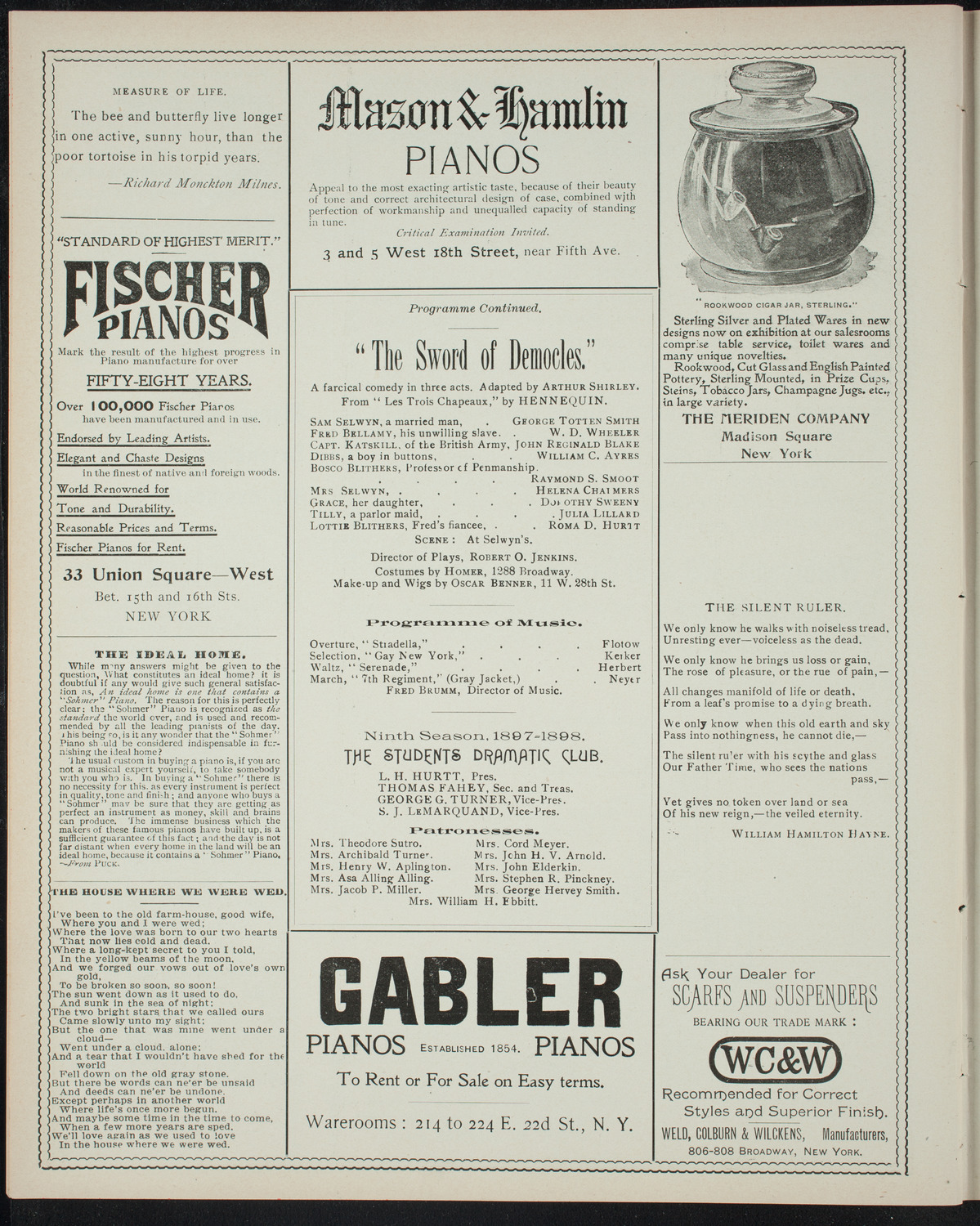 Students Dramatic Club, December 7, 1897, program page 6
