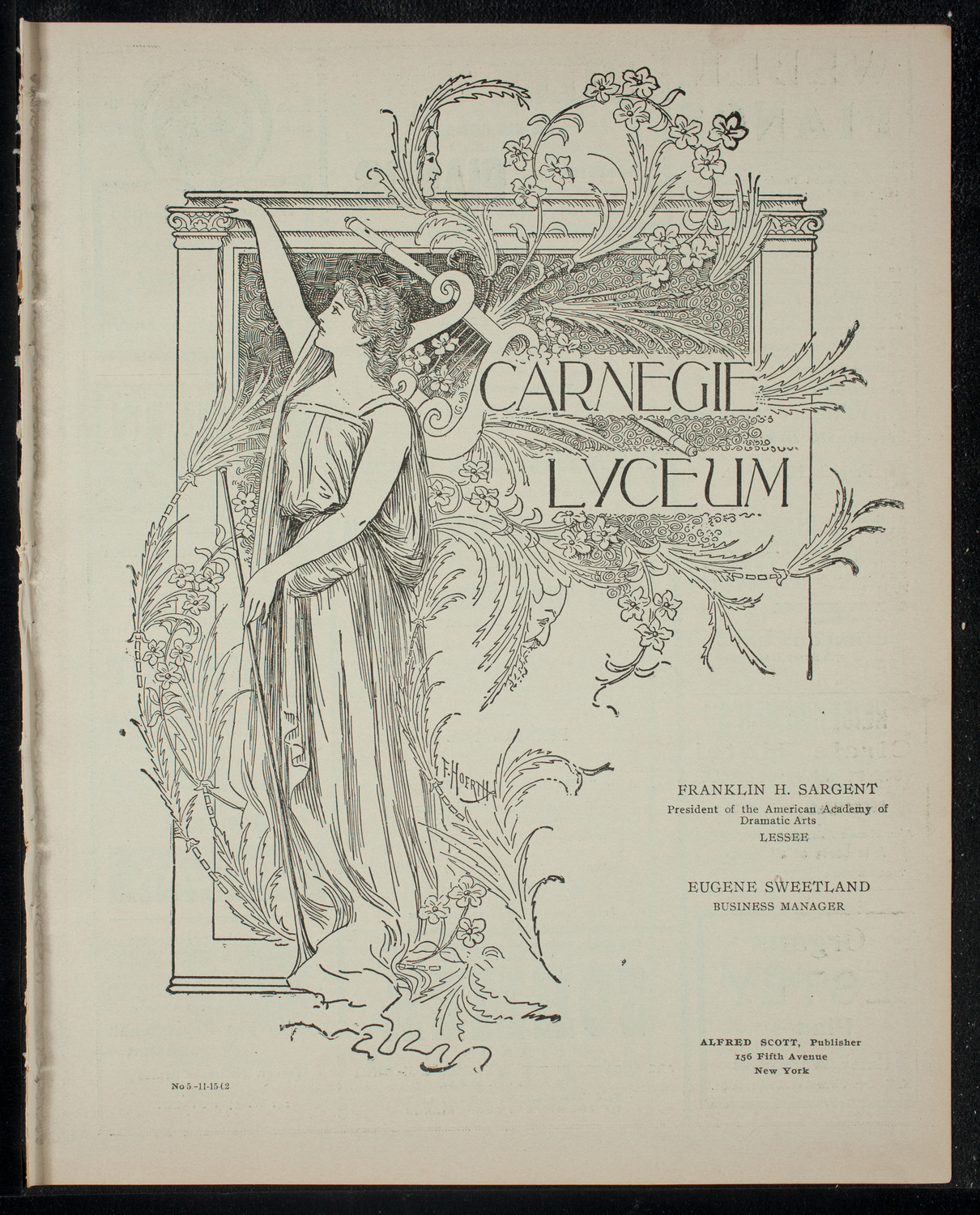 Academy Stock Company of the American Academy of Dramatic Arts/Empire Theatre Dramatic School, November 15, 1902, program page 1