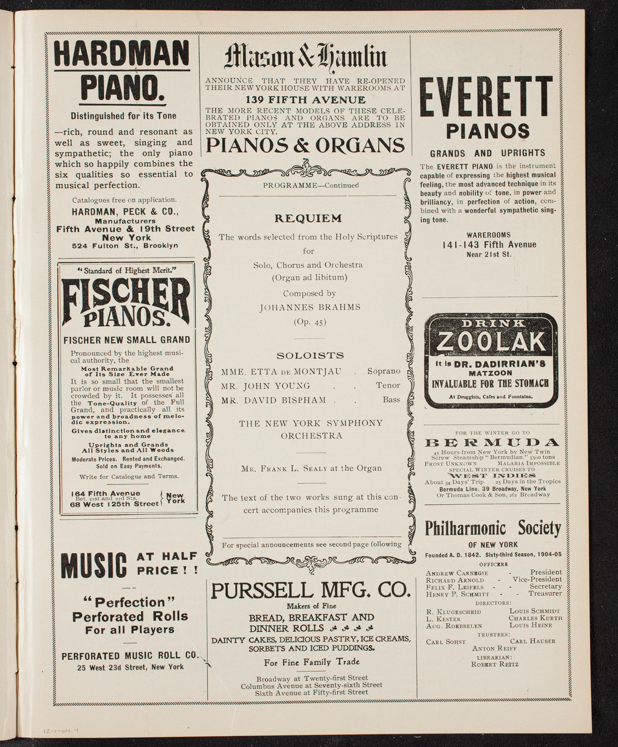 Oratorio Society of New York, December 1, 1904, program page 7