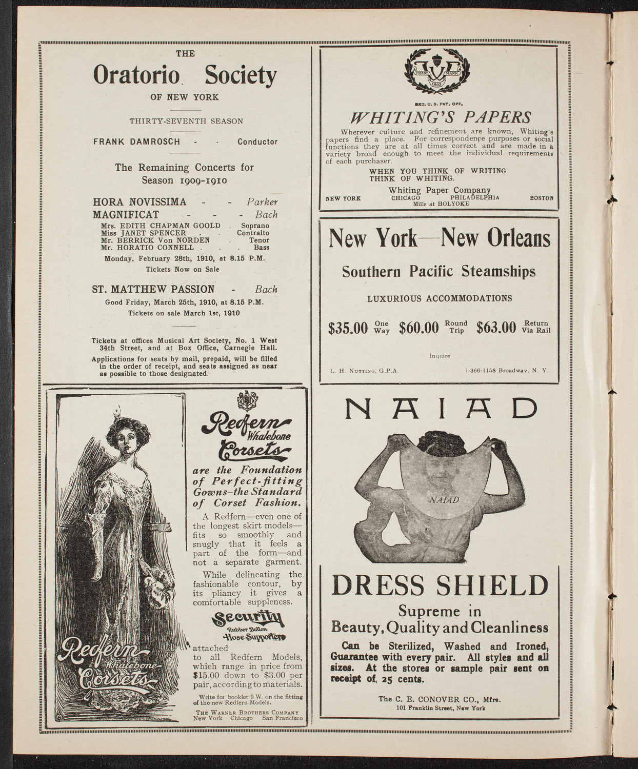 Mischa Elman, Violin, February 19, 1910, program page 2