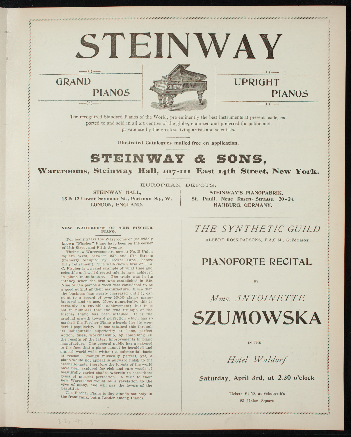 Oratorio Society of New York, March 26, 1897, program page 5