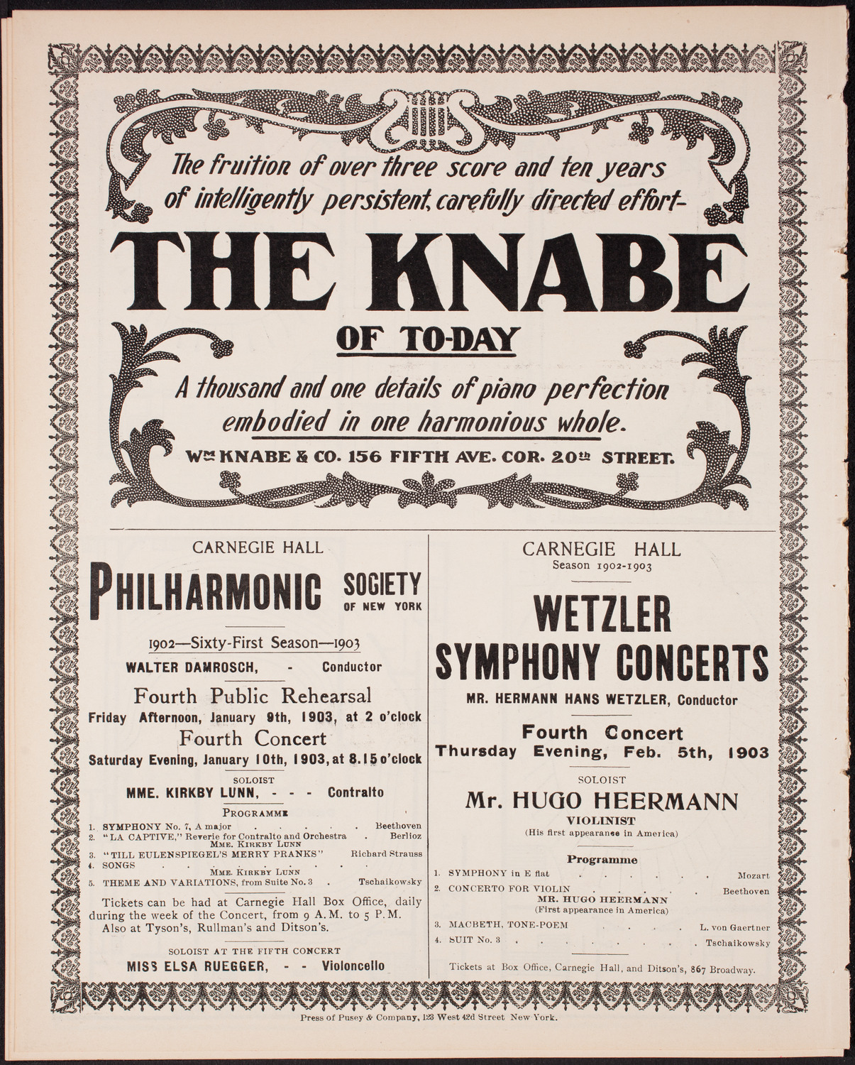 Wetzler Symphony Orchestra, January 3, 1903, program page 12