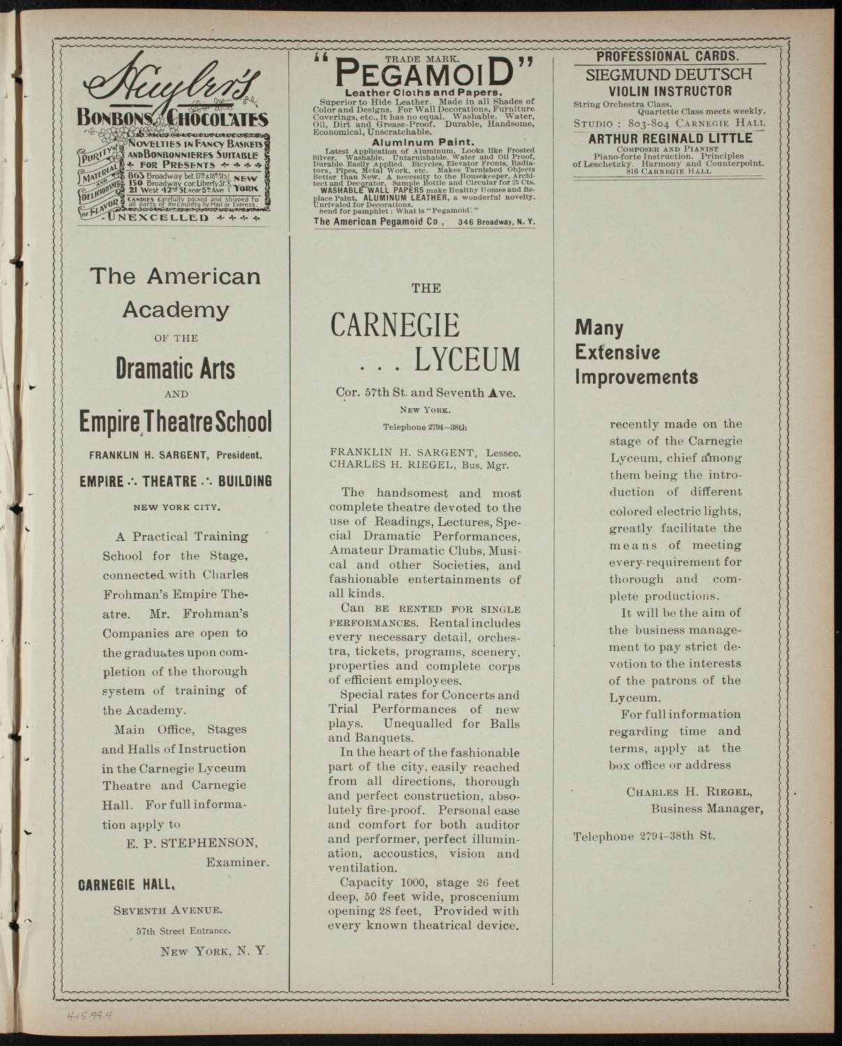 Alice in Wonderland, April 15, 1899, program page 7