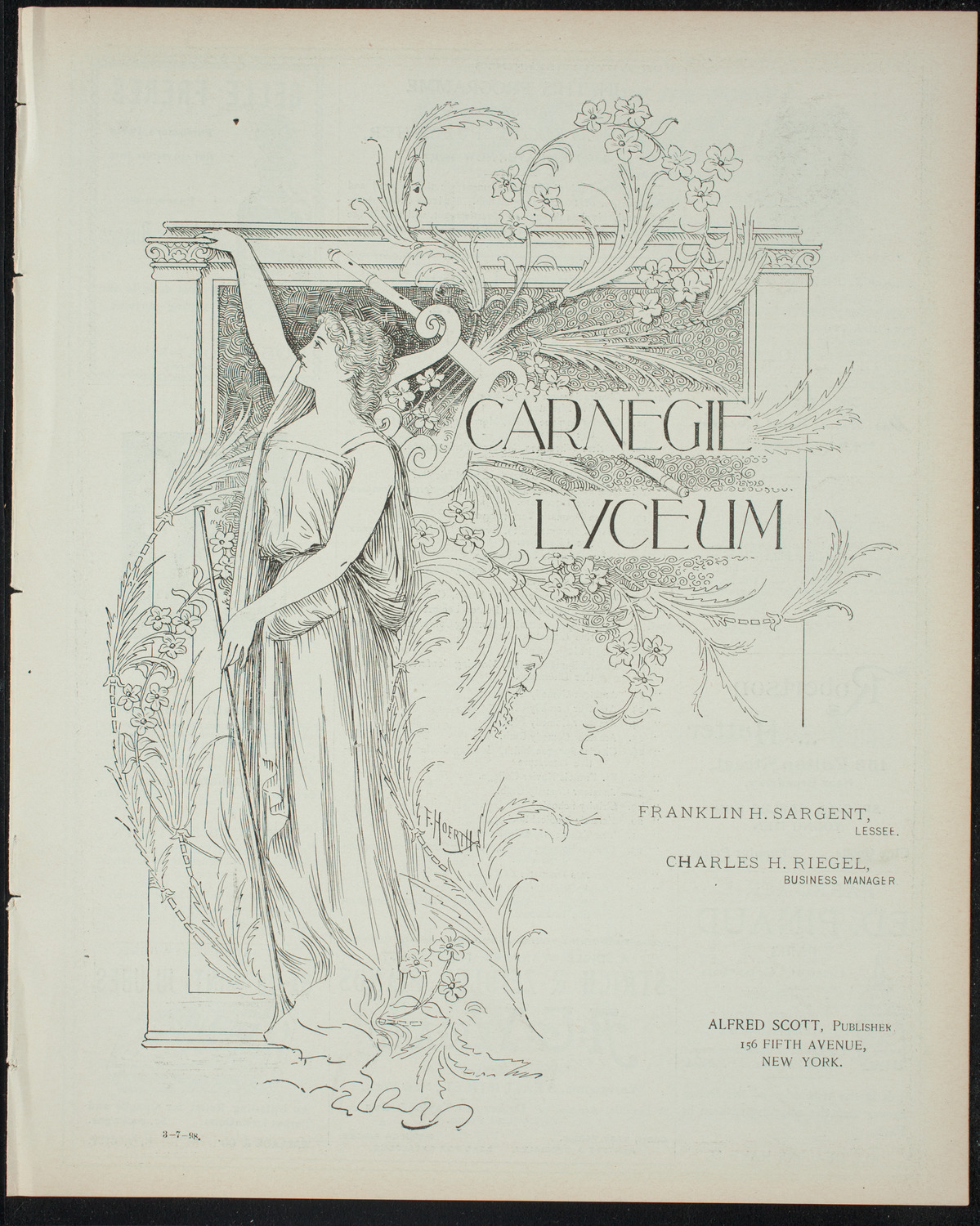 Students' Dramatic Club, March 7, 1898, program page 1