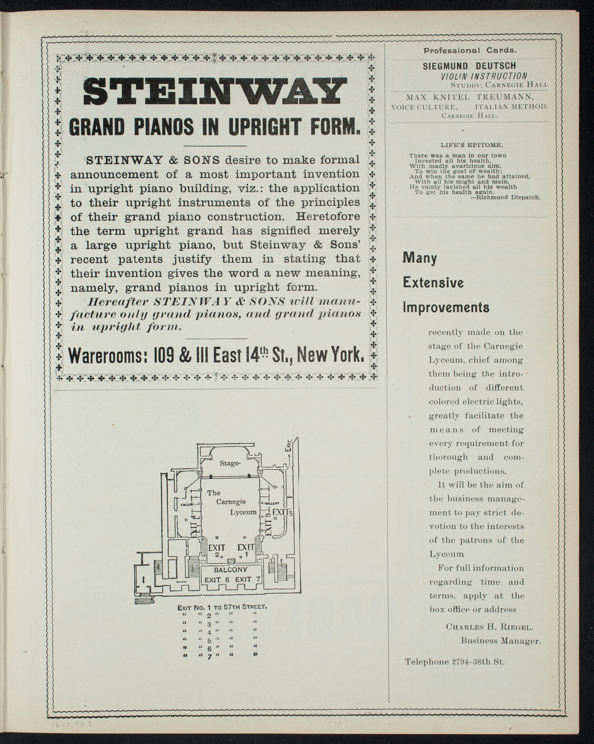 Amateur Comedy Club, December 17, 1897, program page 5