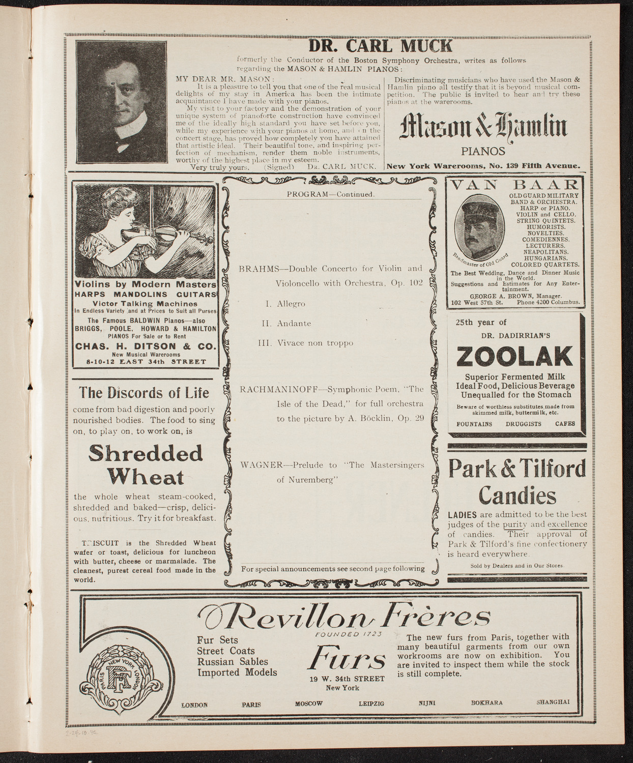 Boston Symphony Orchestra, February 24, 1910, program page 7