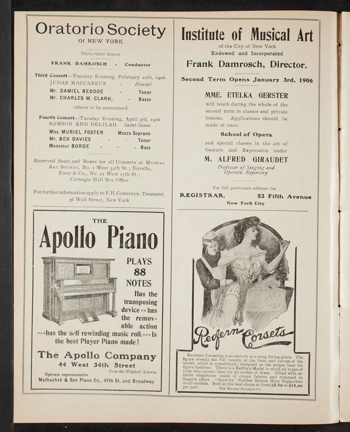 New York Philharmonic, January 5, 1906, program page 2