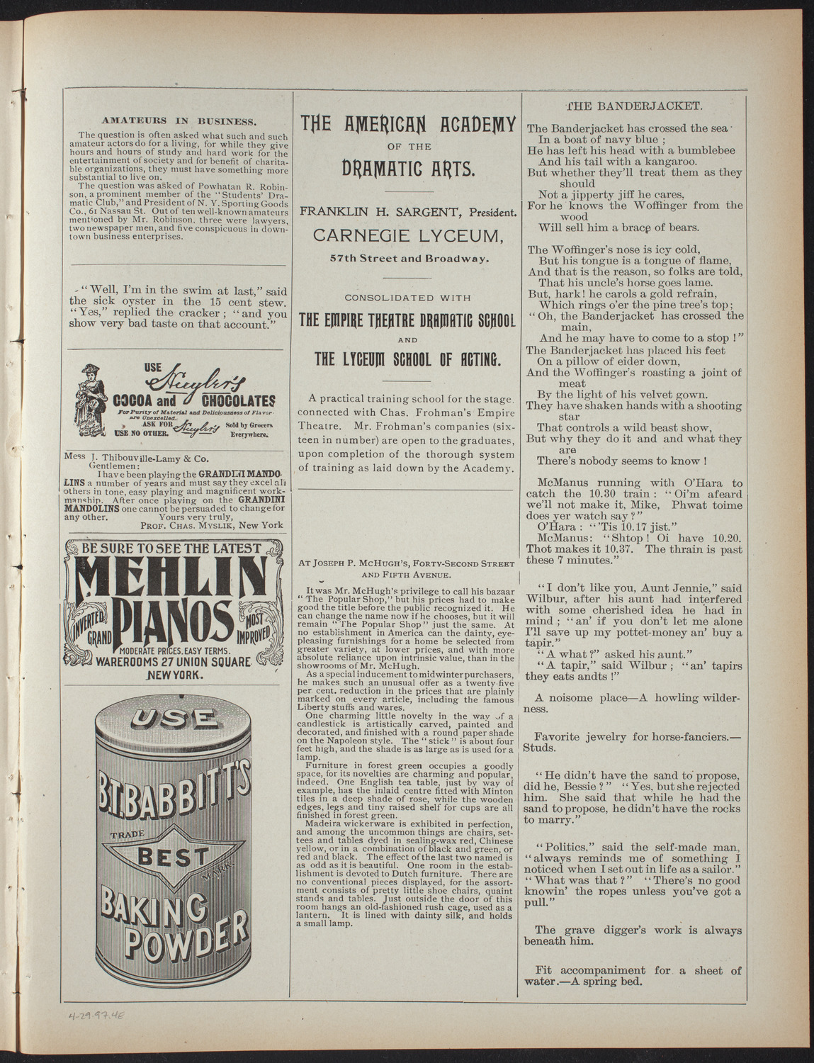 Jonnie Juniors (Washington Mask and Wig Club), April 29, 1897, program page 7