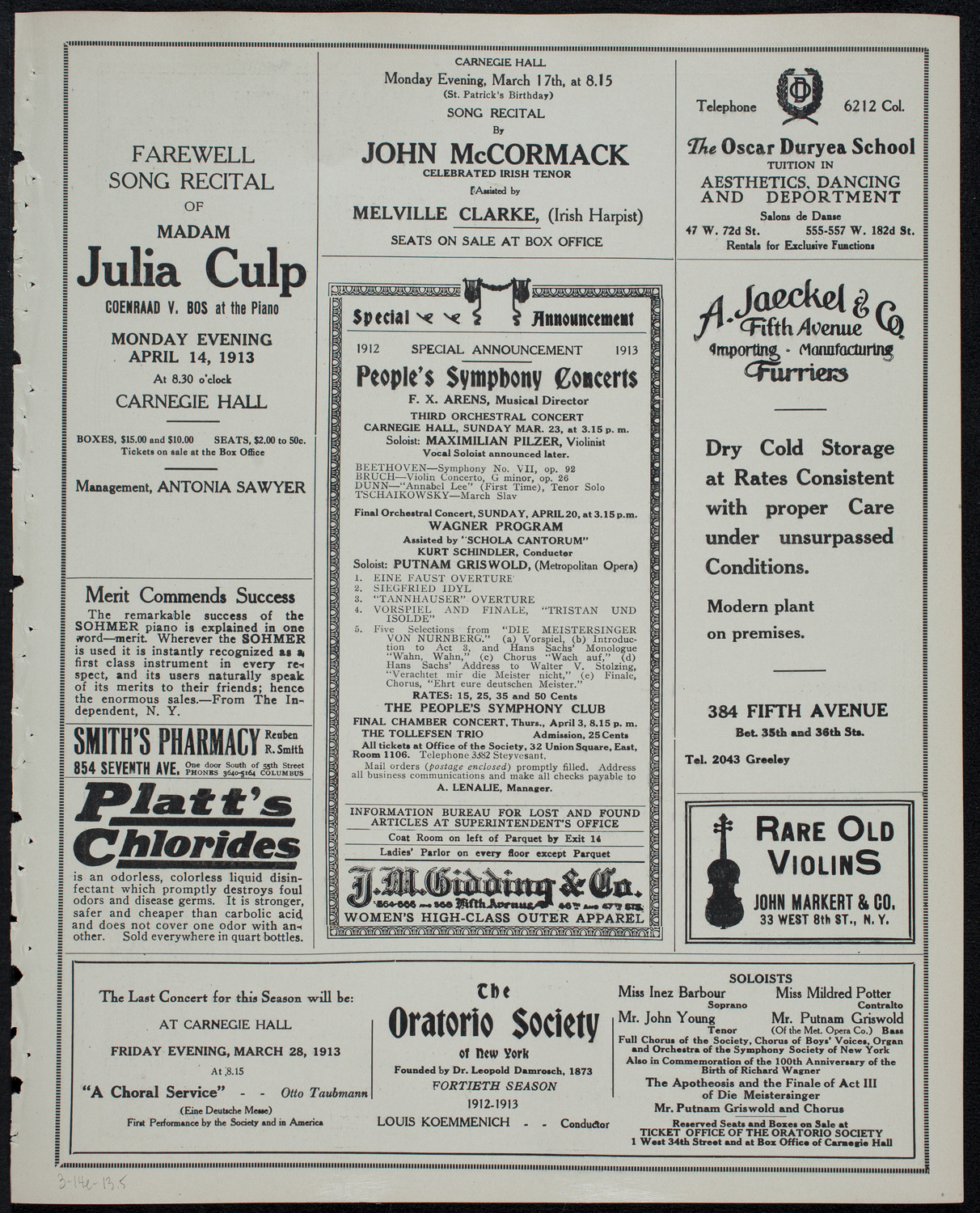 Russian Symphony Society of New York, March 14, 1913, program page 9