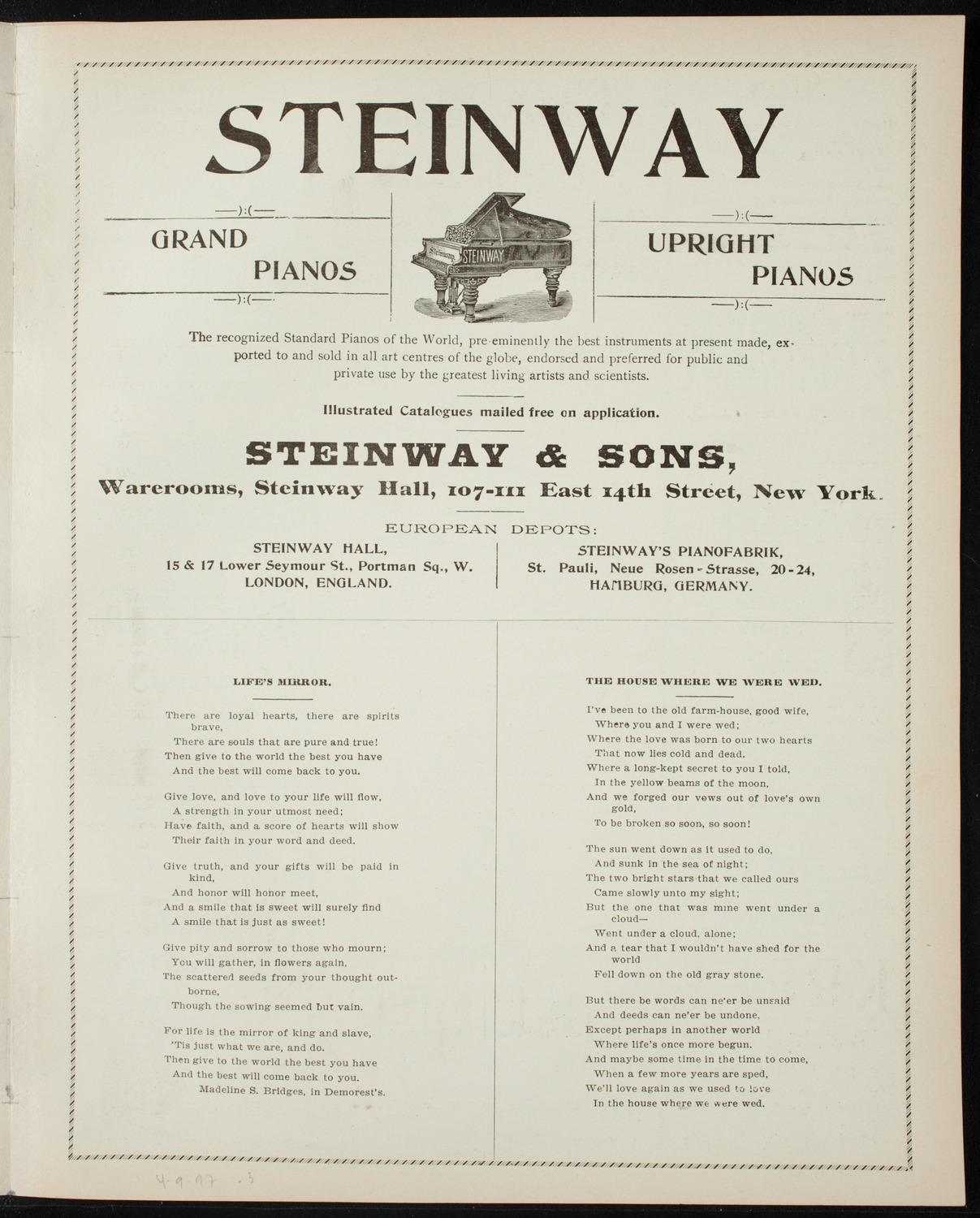 New York Philharmonic, April 9, 1897, program page 5