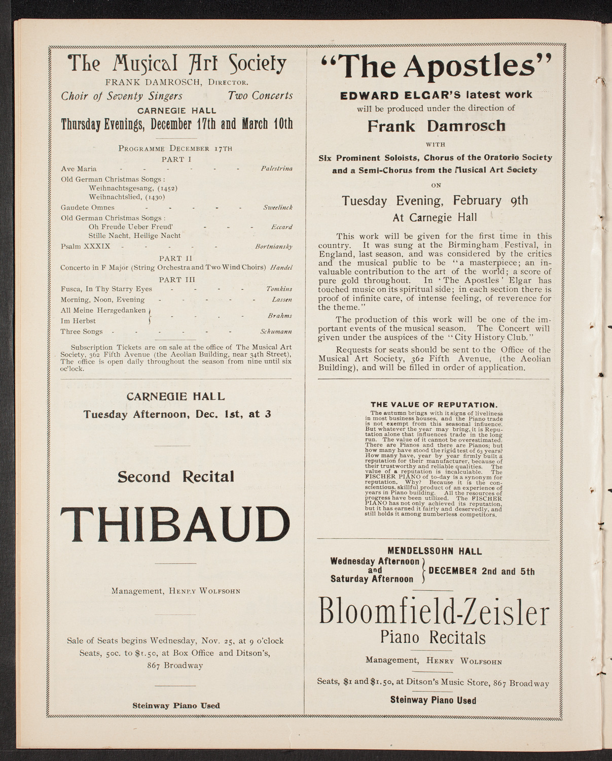 Benefit: German Hospital and Dispensary, November 29, 1903, program page 8