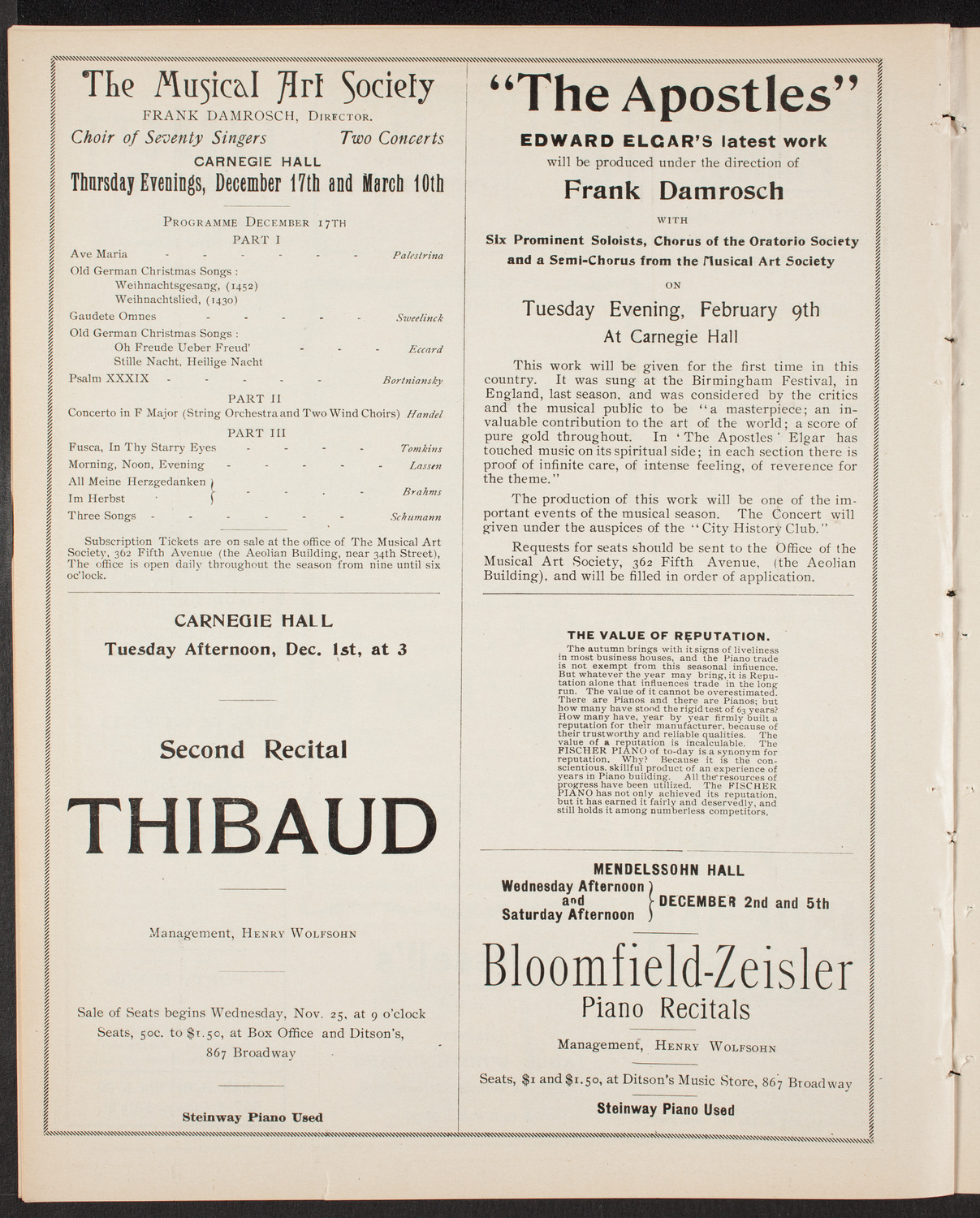 Benefit: St. Mark's Hospital, November 28, 1903, program page 8