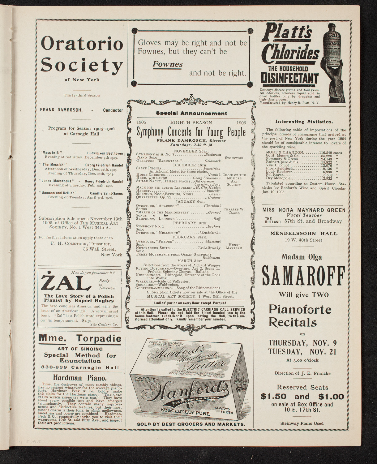 New York German Conservatory of Music Concert, November 5, 1905, program page 9