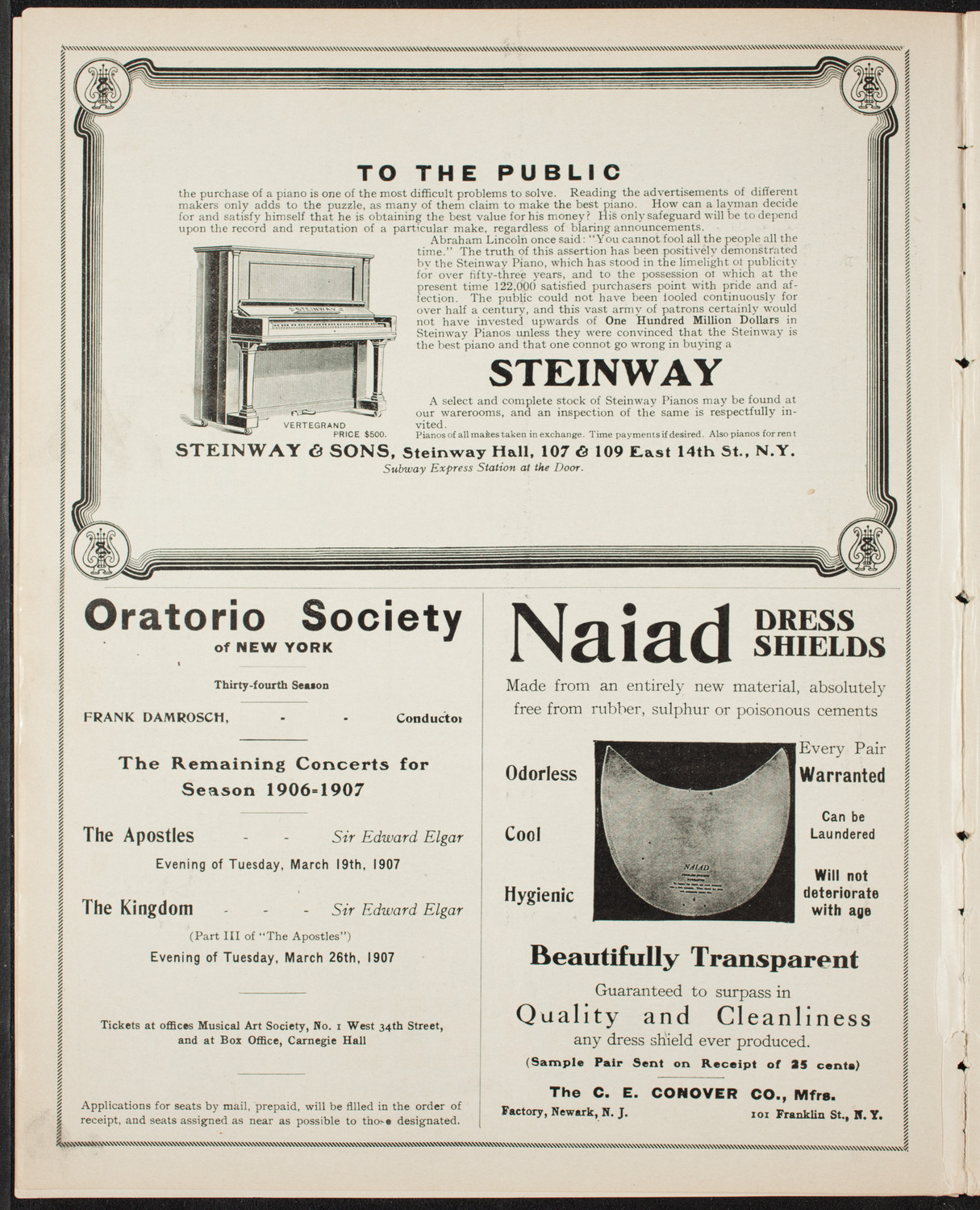 Oratorio Society of New York, December 27, 1906, program page 4