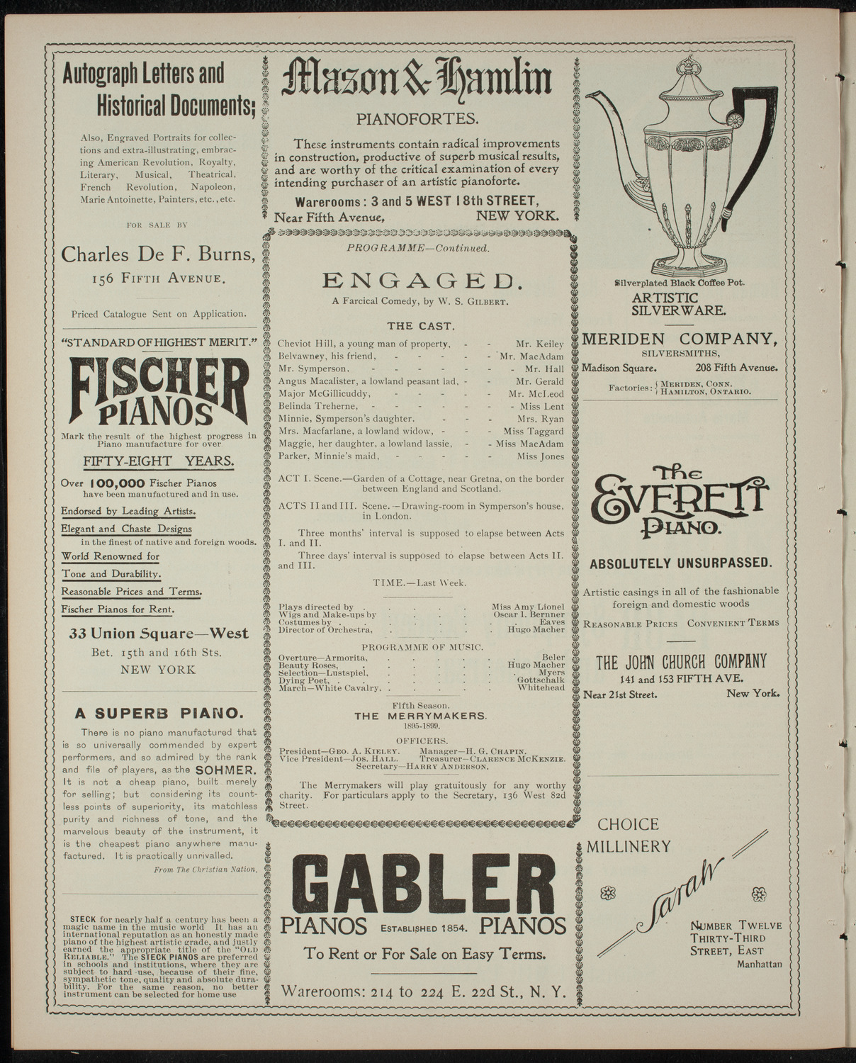Benefit for the De Peyster Home for Invalid Children by The Merrymakers, February 21, 1899, program page 6