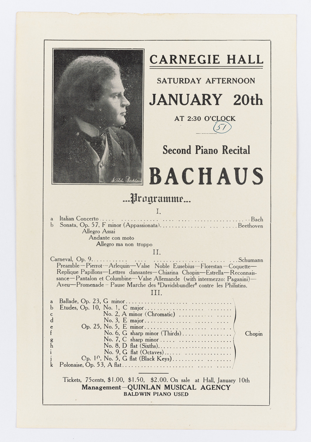 Wilhelm Backhaus, January 20, 1912