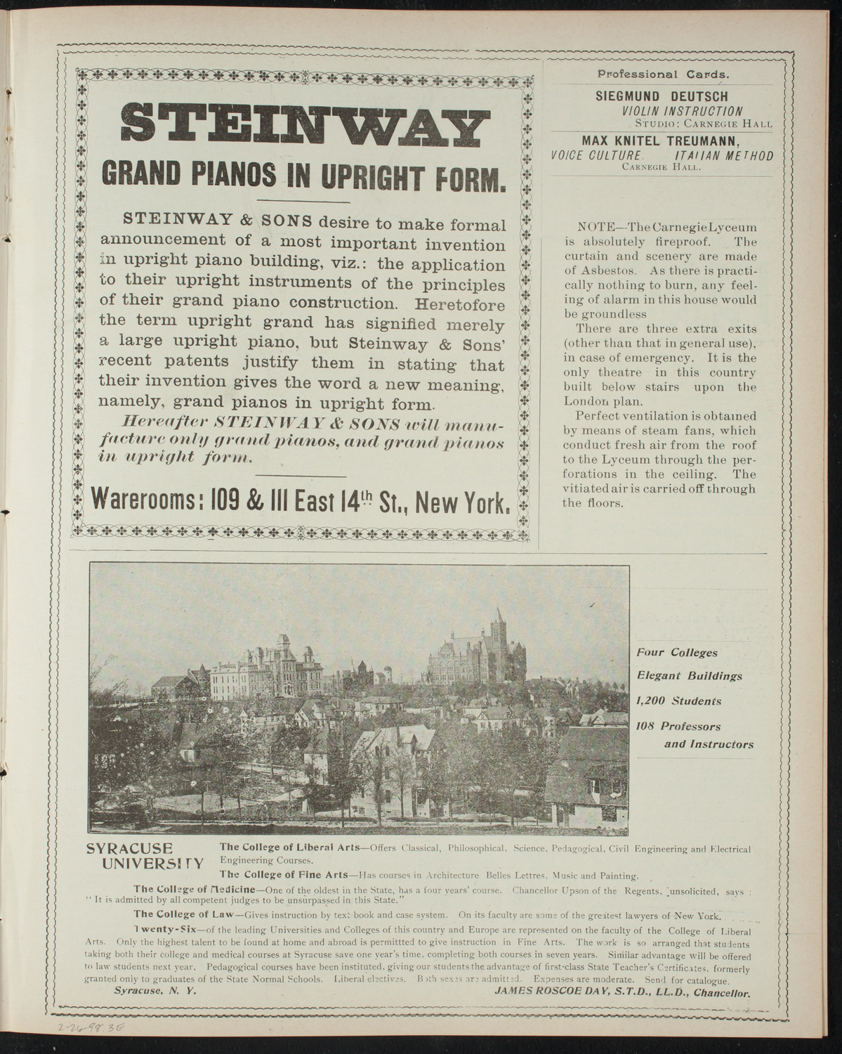 Columbia College Musical Society, February 26, 1898, program page 5