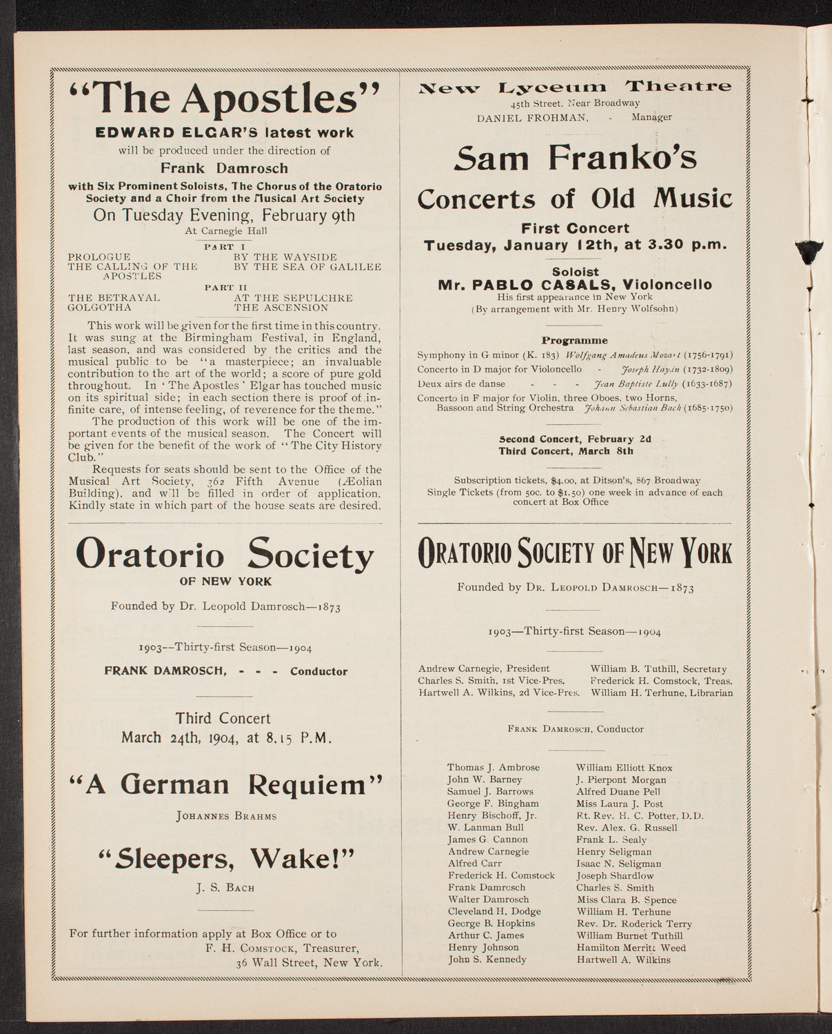 New York Symphony Orchestra, January 3, 1904, program page 8