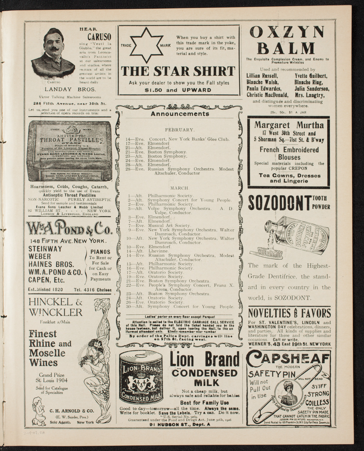 Elmendorf Lecture: England, February 14, 1907, program page 3