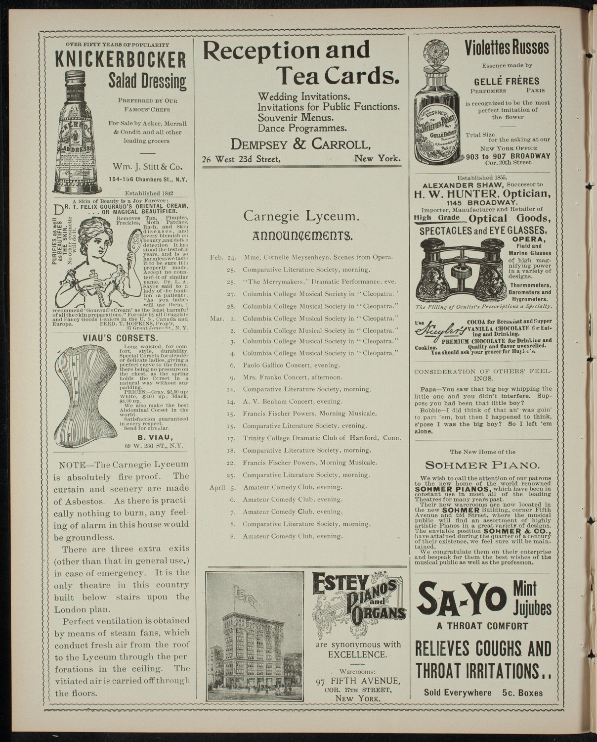 Benefit for the De Peyster Home for Invalid Children by The Merrymakers, February 21, 1899, program page 2