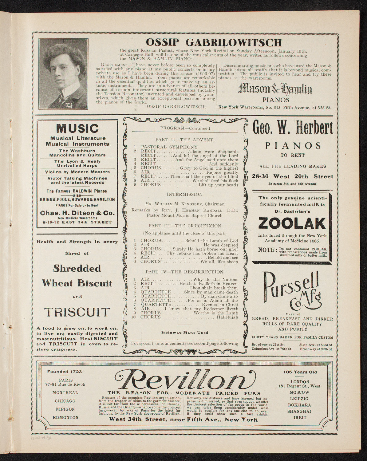 New York Festival Chorus and Orchestra, December 20, 1908, program page 7