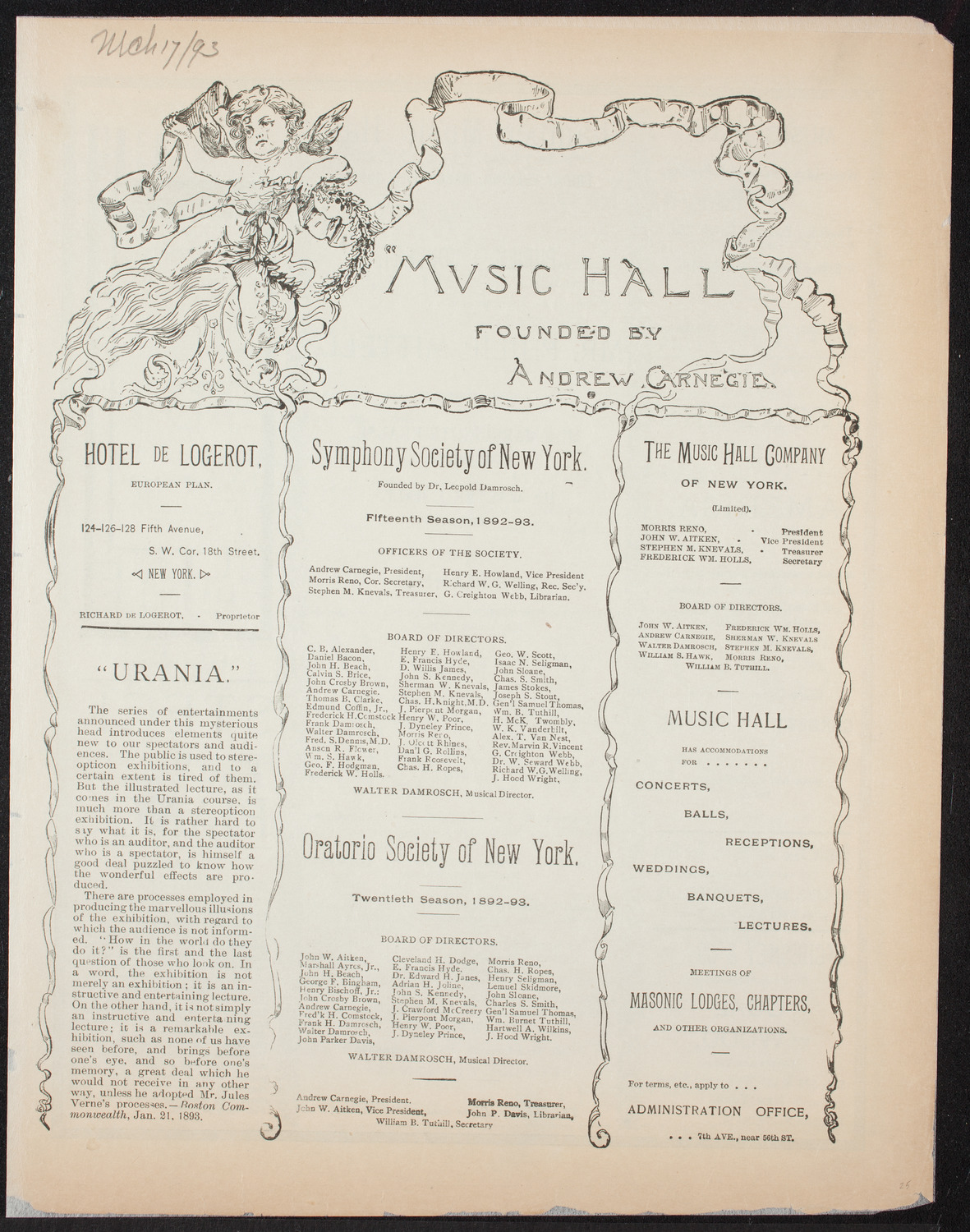 Students of Philip Mittell, March 17, 1893, program page 1