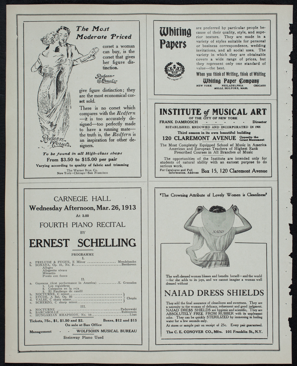 New York Philharmonic, March 7, 1913, program page 2