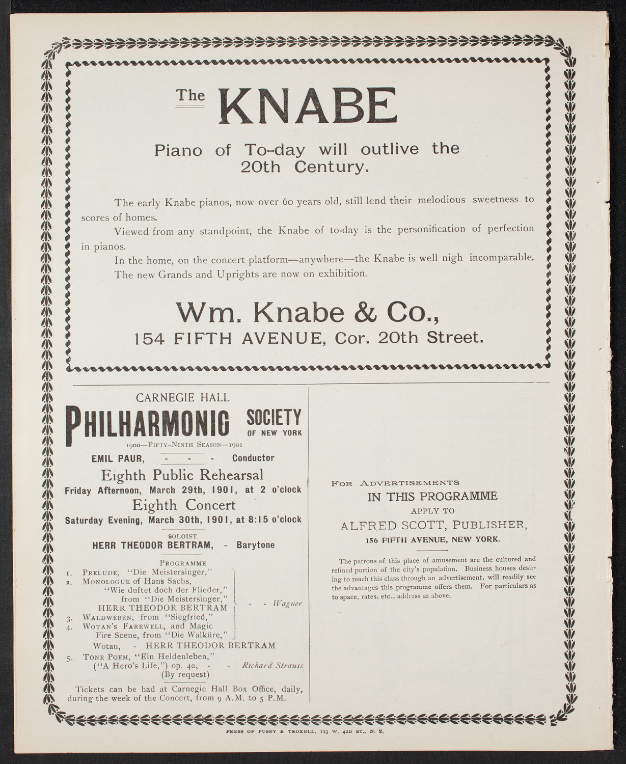 Lecture by Canon Schmitz Didier, March 12, 1901, program page 8