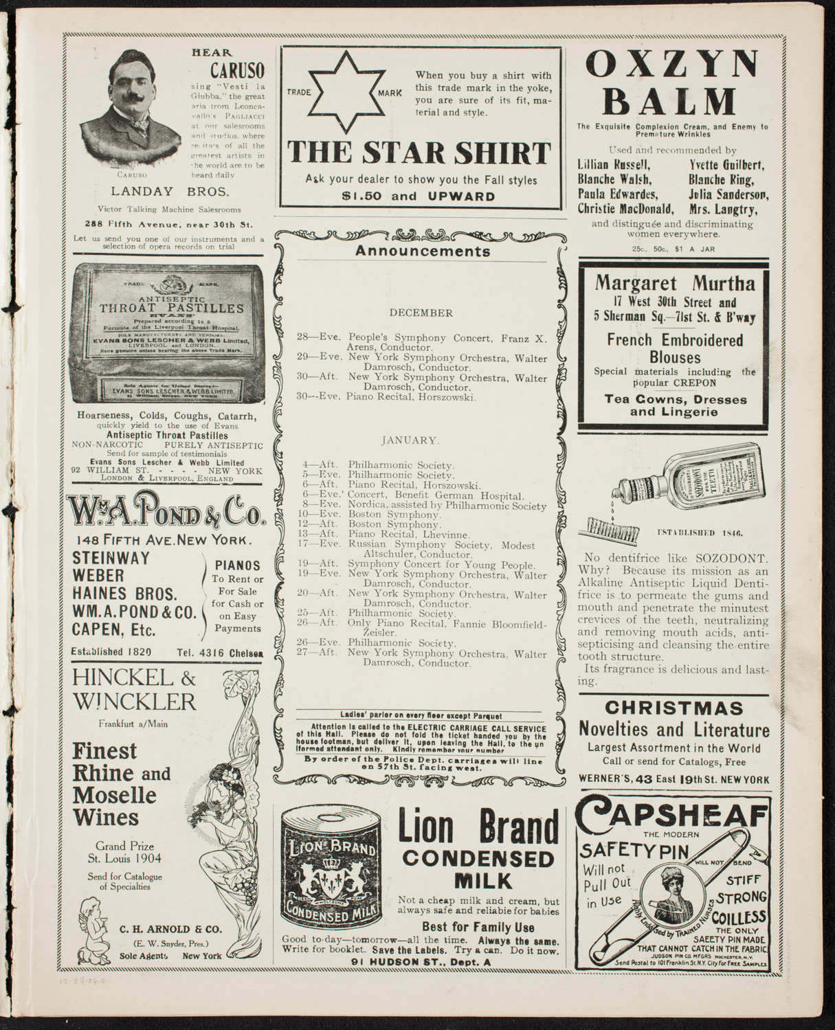 Oratorio Society of New York, December 27, 1906, program page 3