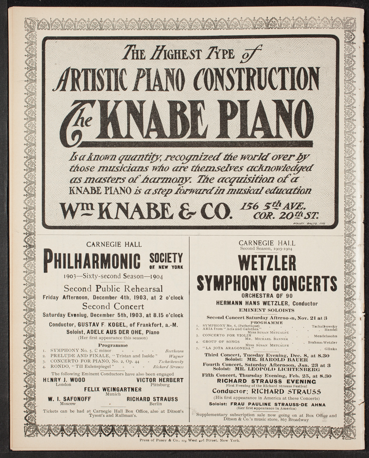 Marcella Sembrich, Soprano, November 17, 1903, program page 12