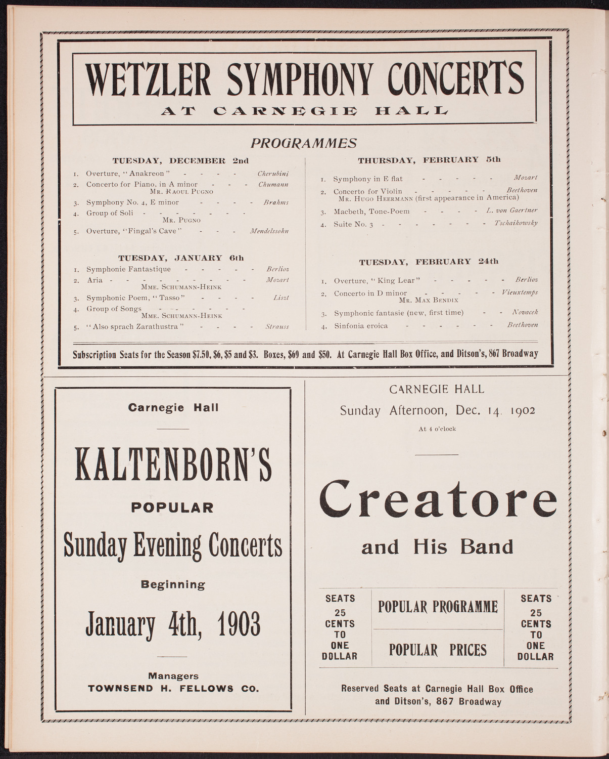 Jaroslav Kocian with Julie Geyer, November 26, 1902, program page 8