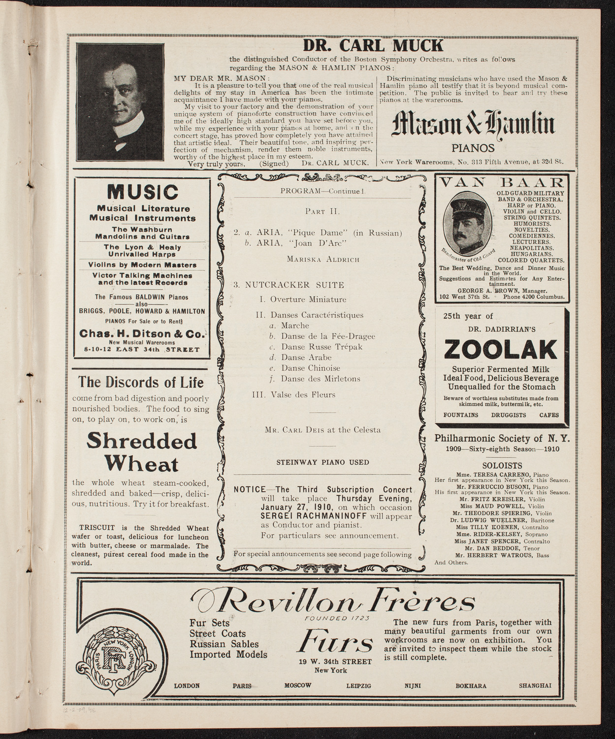 Russian Symphony Society of New York, December 2, 1909, program page 7