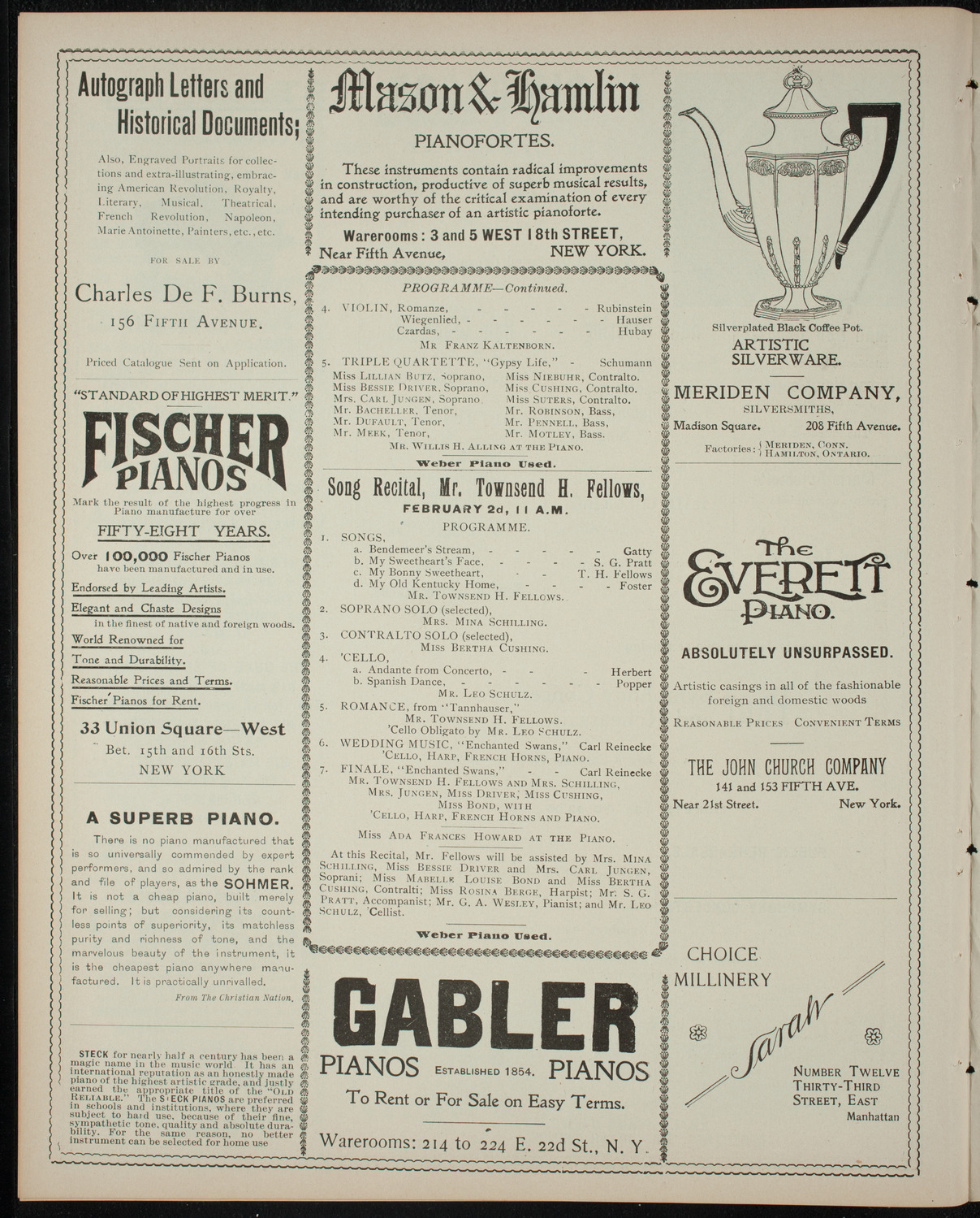 Heinrich Meyn and Others, January 26, 1899, program page 6