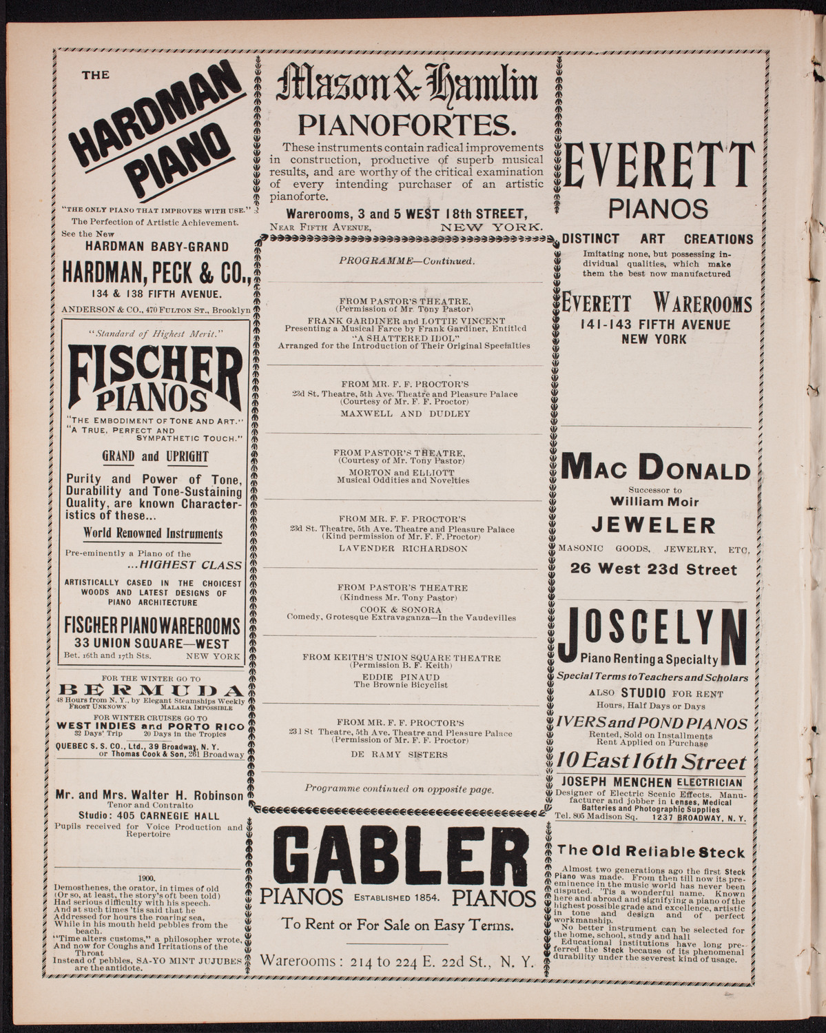 Benefit: Roman Catholic Orphan Asylums, November 22, 1900, program page 6