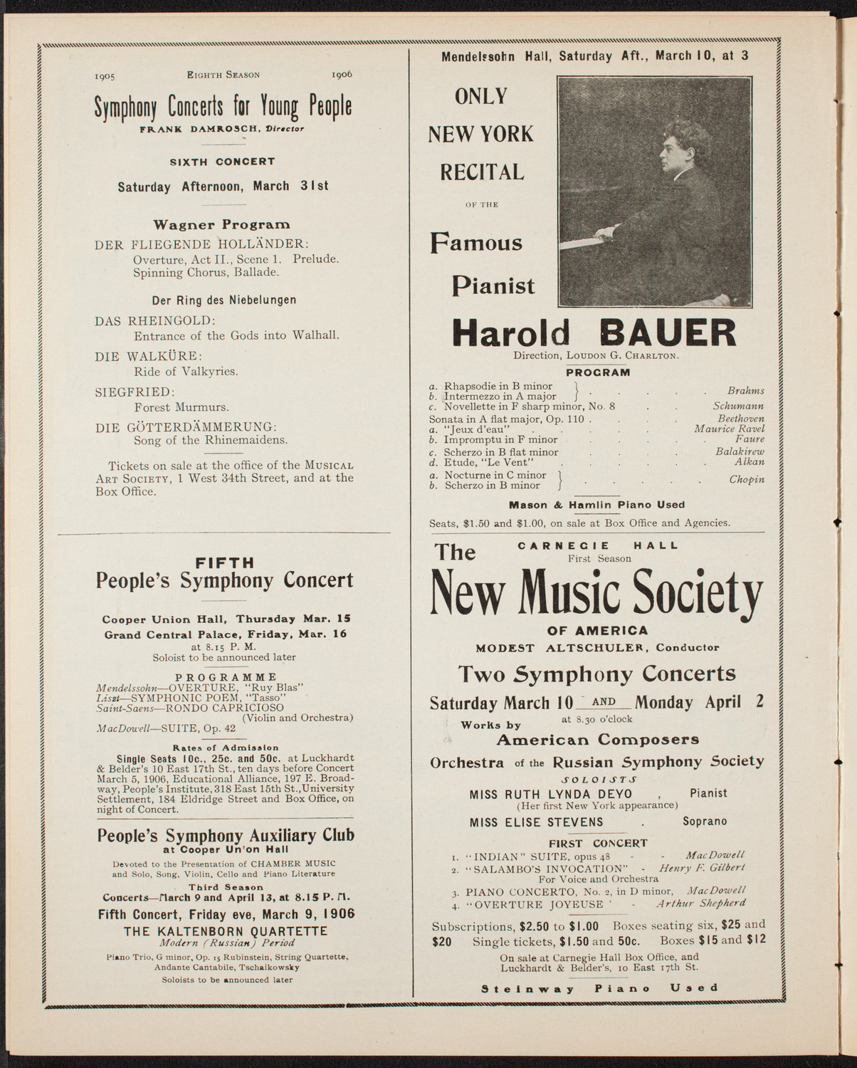 New York Symphony Orchestra, March 4, 1906, program page 10
