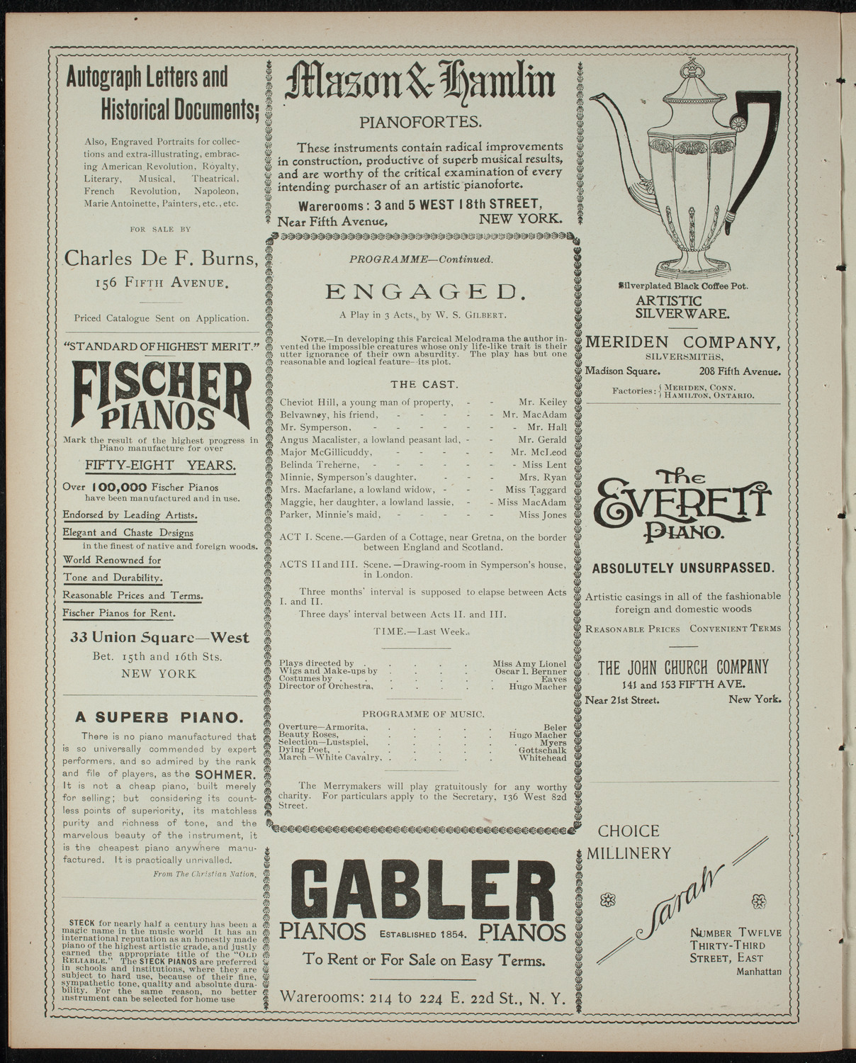 Benefit for the De Peyster Home for Invalid Children by The Merrymakers, February 25, 1899, program page 6