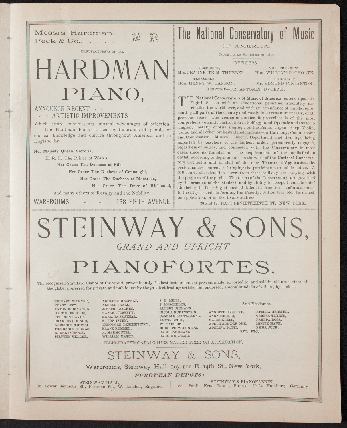 Damrosch Sunday Concert, December 18, 1892, program page 5