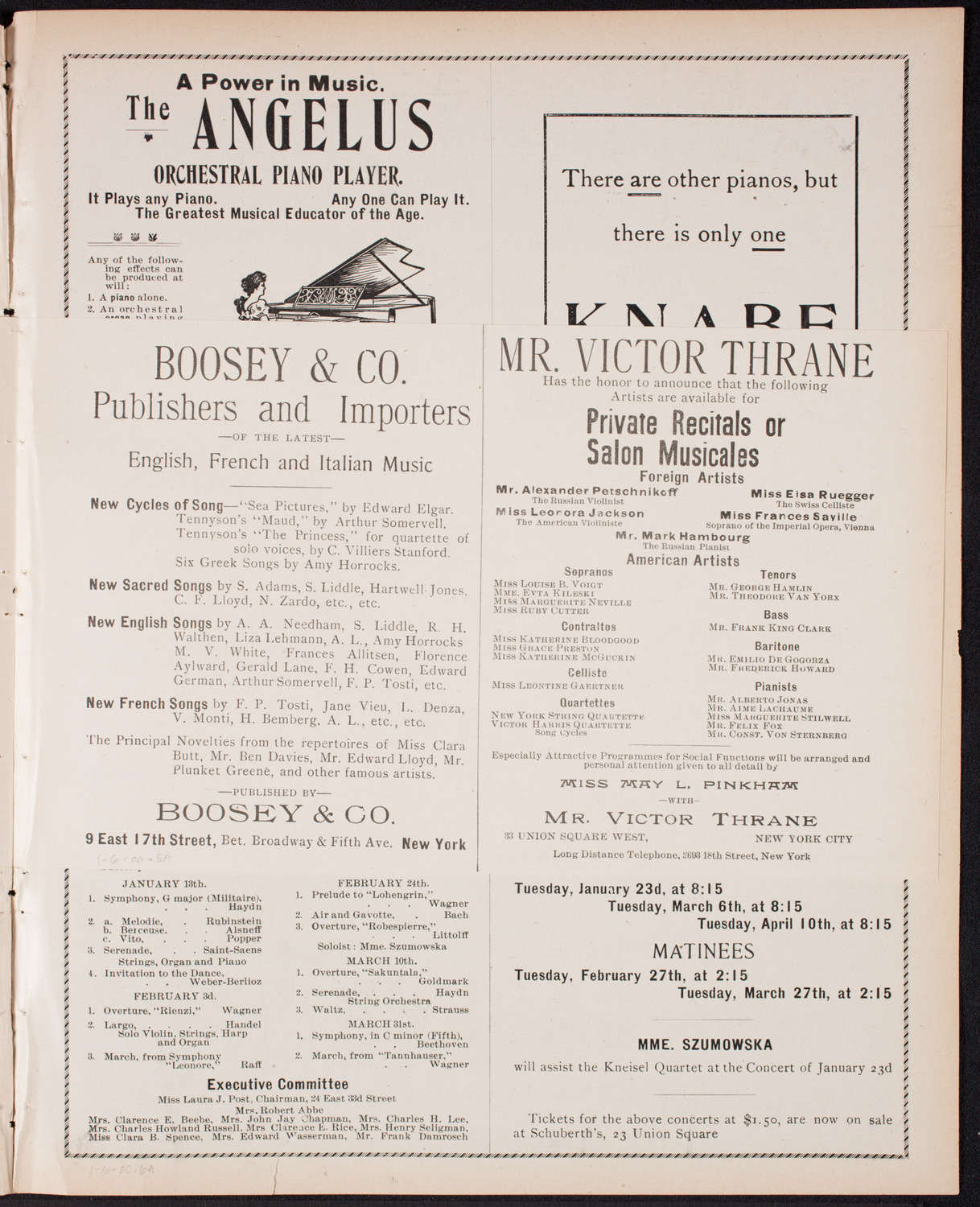 Ignacy Jan Paderewski, Piano, January 6, 1900, program page 9