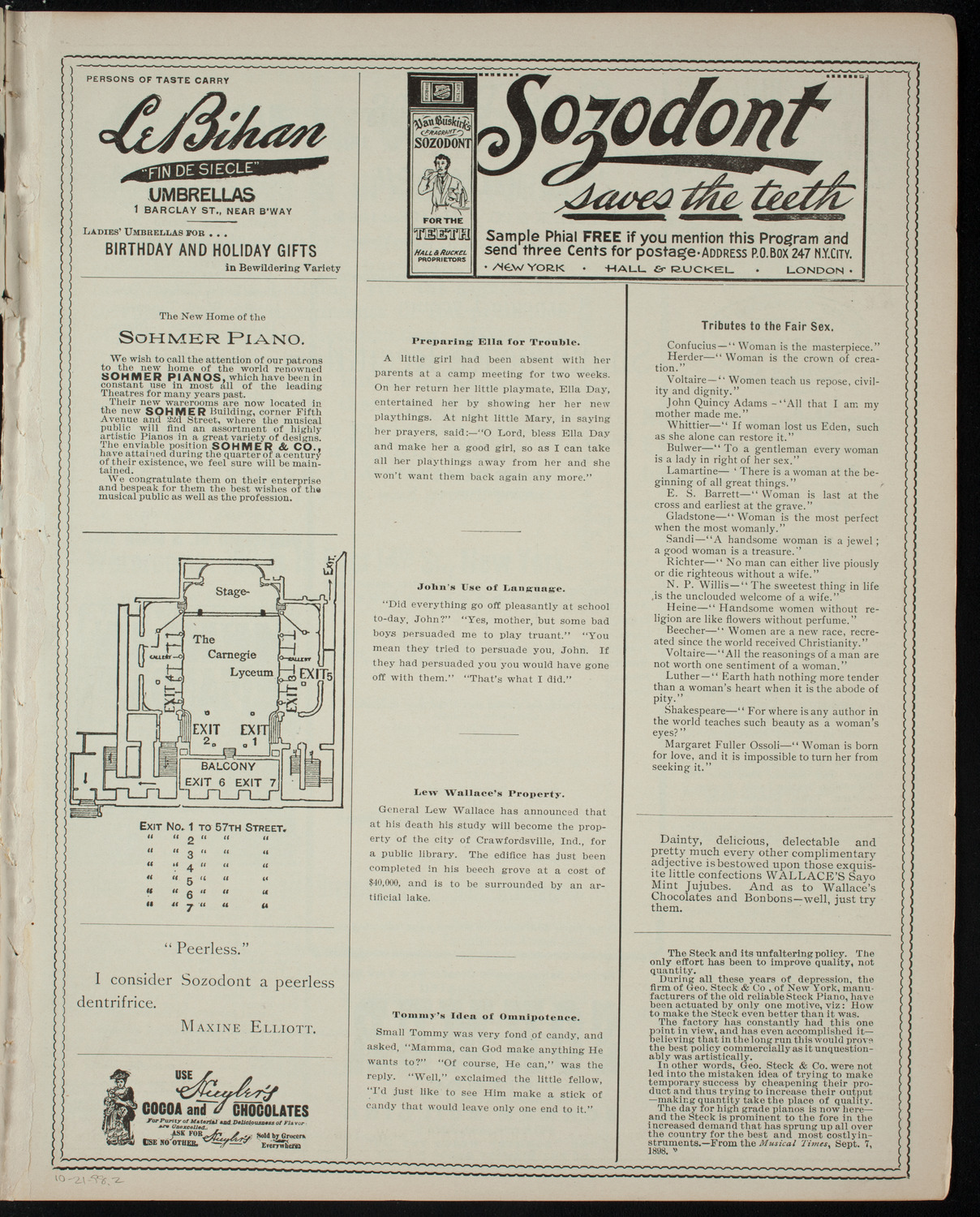 Shakespeare Recital by Marshall Darrach, October 21, 1898, program page 3