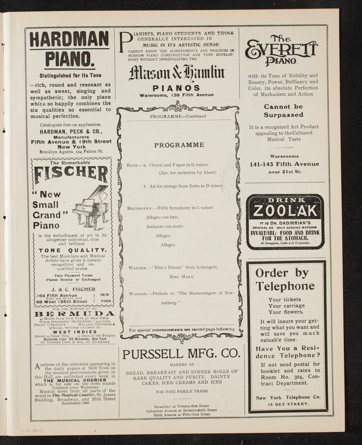 People's Symphony Concert, November 27, 1905, program page 7