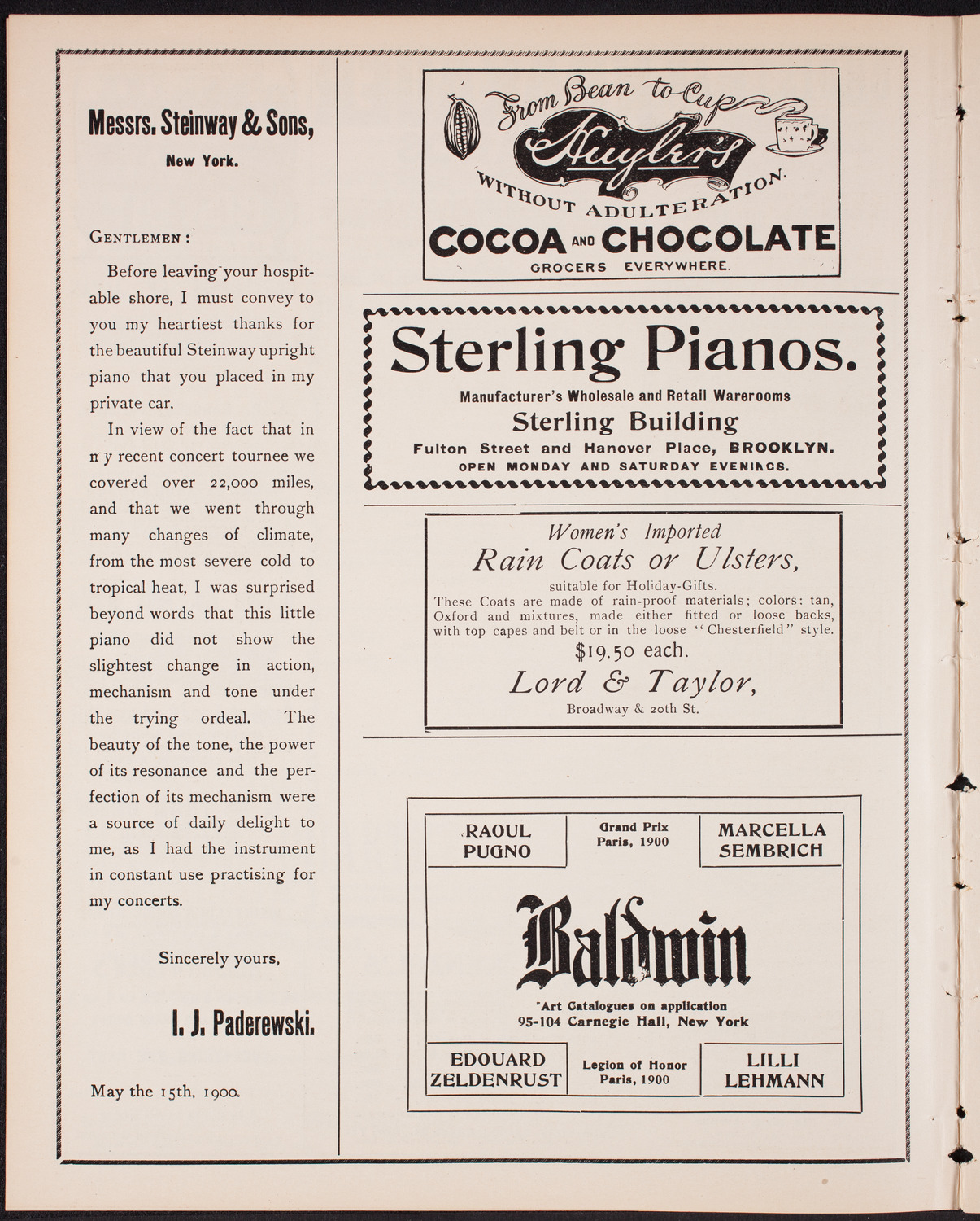 Kaltenborn Sunday Evening Concert, January 11, 1903, program page 4