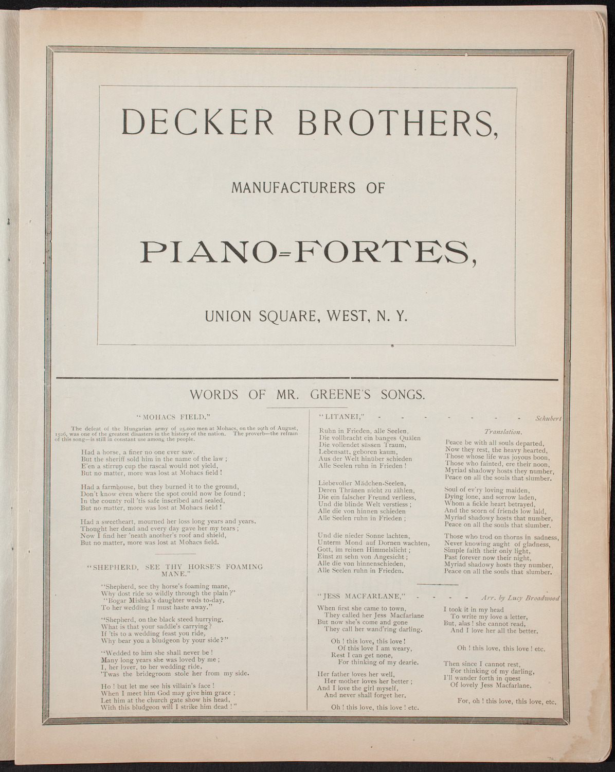 Benefit: Workingman's School and District Nursing Department, March 8, 1893, program page 3
