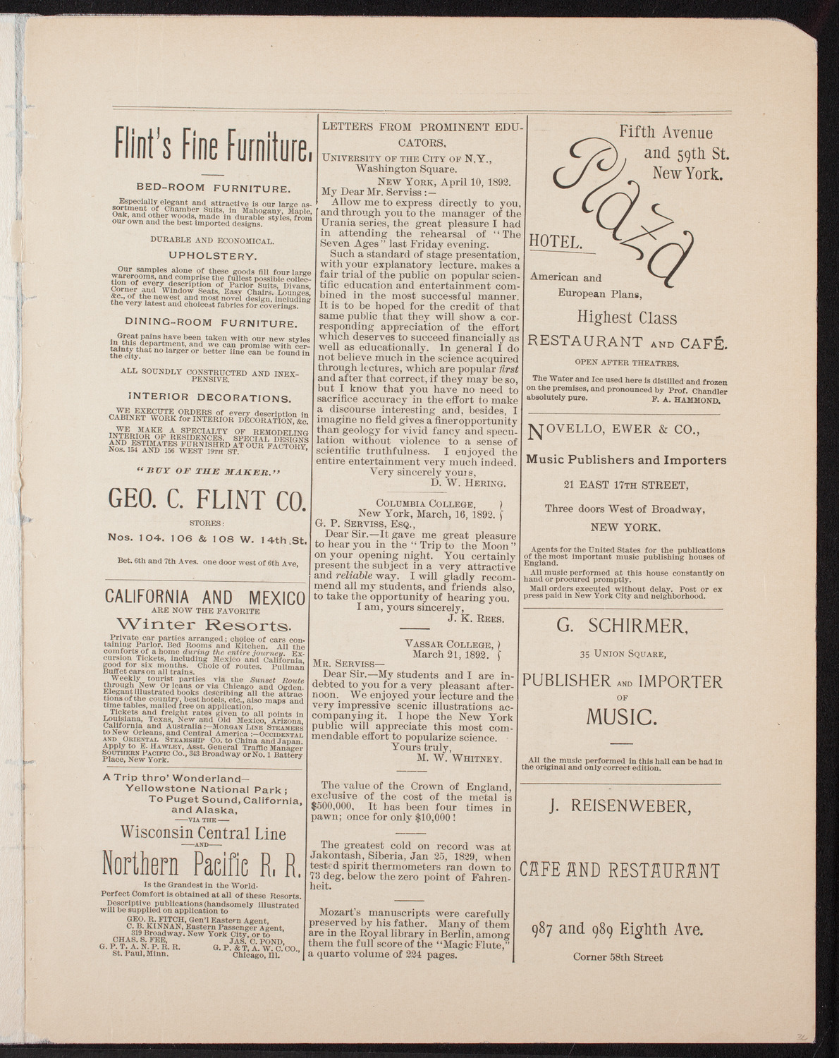 Saidee V. Milne assisted by Cecelia Bradford, Laura Schirmer-Mapleson, Sarah Baron Anderson, Alberto Pardo, and Others, April 18, 1892, program page 7