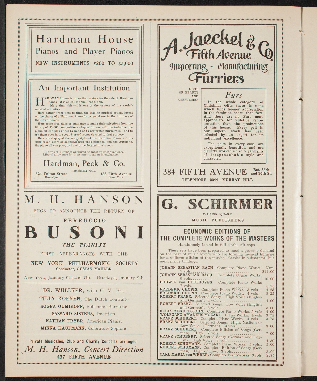 Russian Symphony Society of New York, January 1, 1910, program page 8