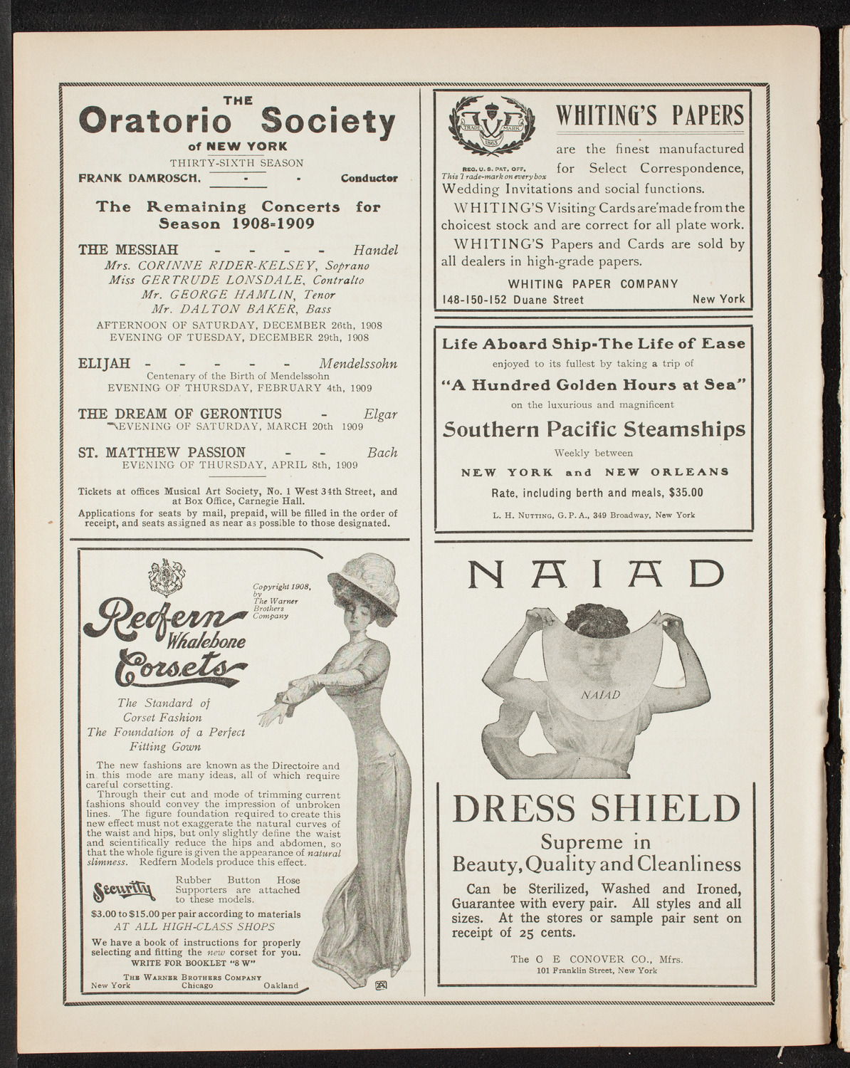 New York Symphony Orchestra, December 13, 1908, program page 2