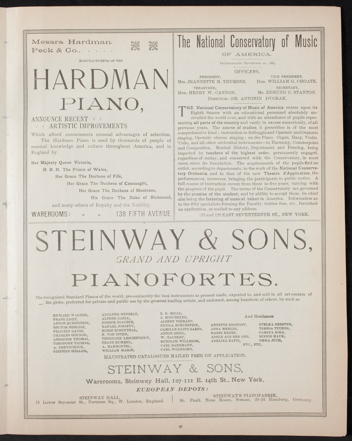 Benefit: German Hospital and Dispensary, January 30, 1893, program page 7