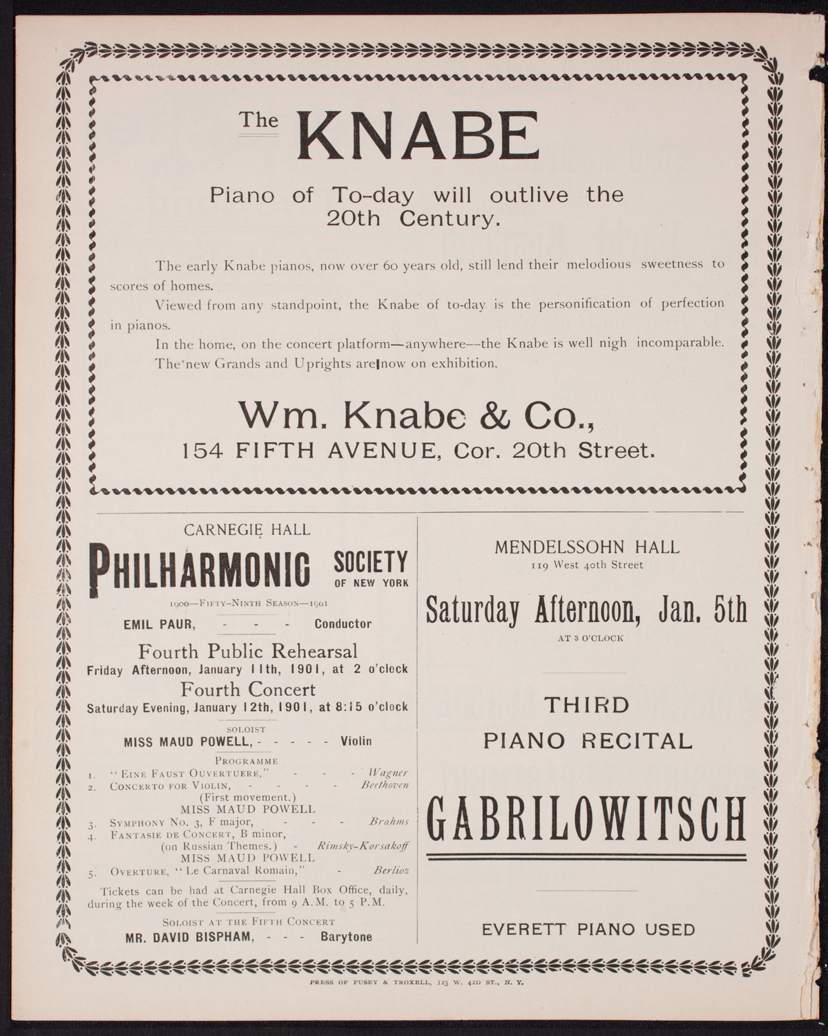 New York Philharmonic, December 22, 1900, program page 10