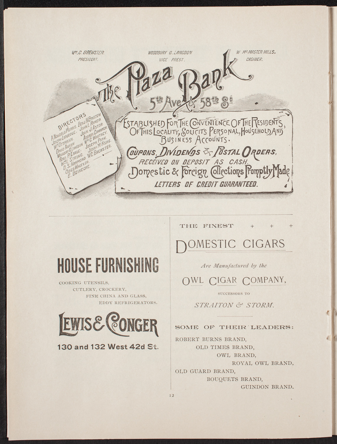 New York Banks' Glee Club, May 21, 1892, program page 13