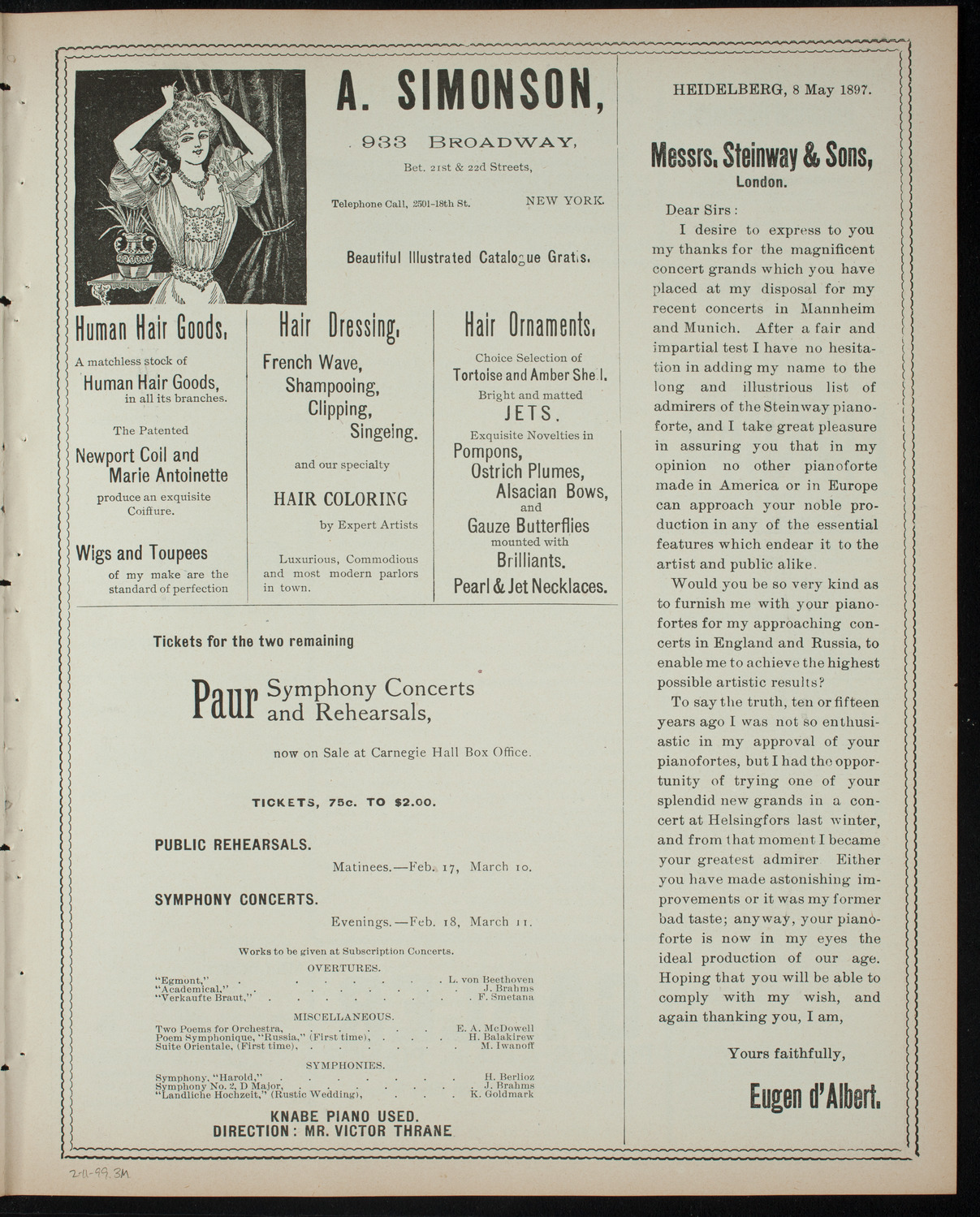 Comparative Literature Society Saturday Morning Conference, February 11, 1899, program page 5